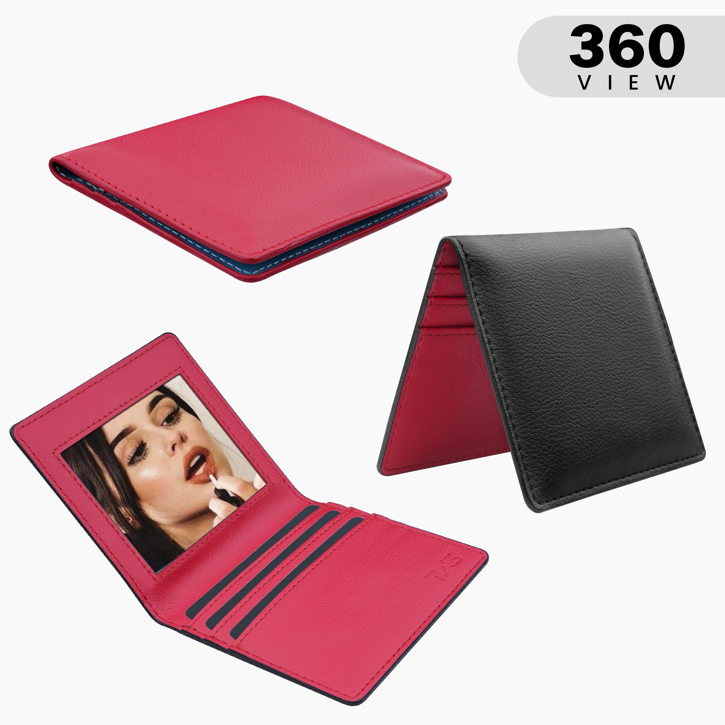 Glimmer Glow Mirror Wallet For Her | Black-Red
