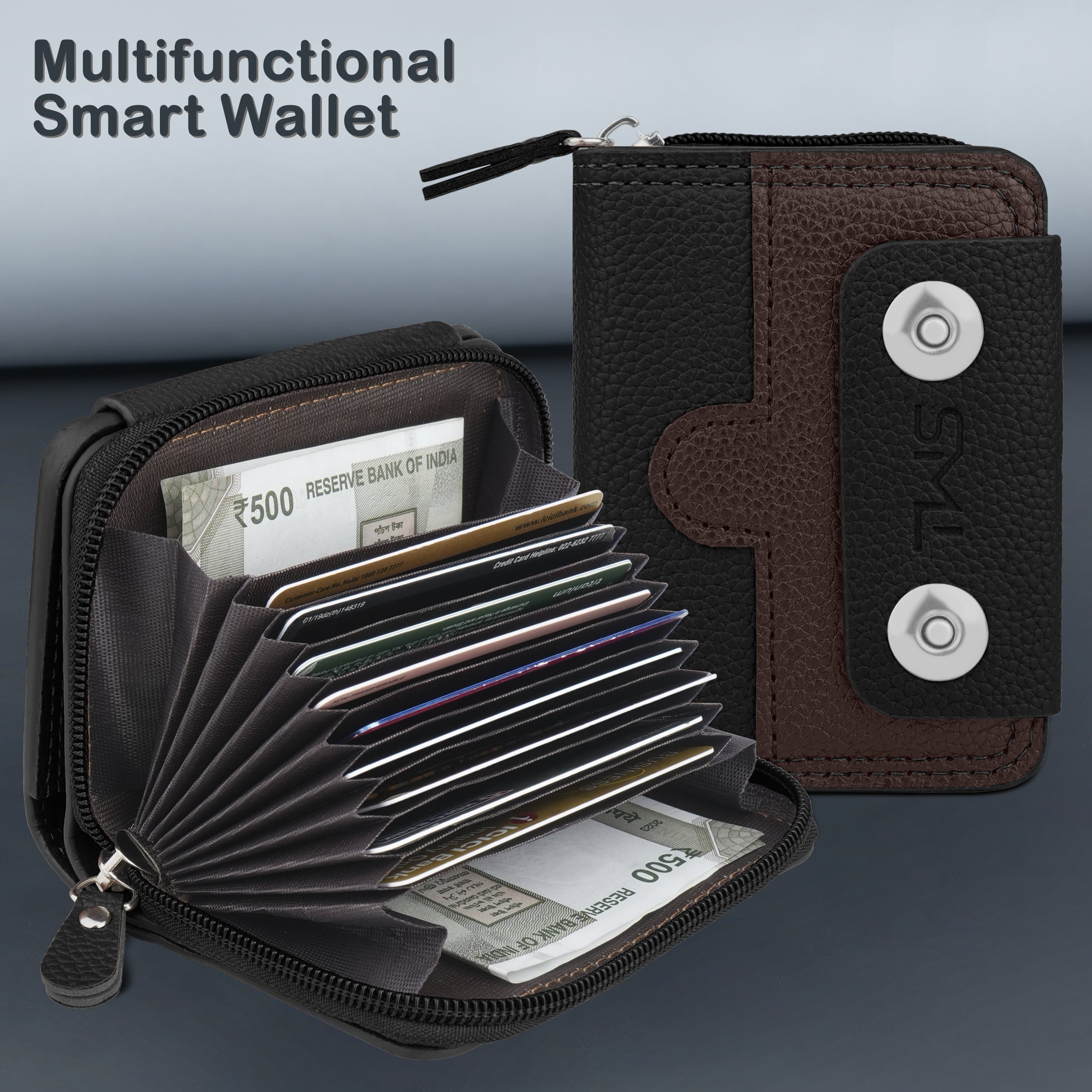 Bolt Lock Dual-Tone Wallet Cardholder