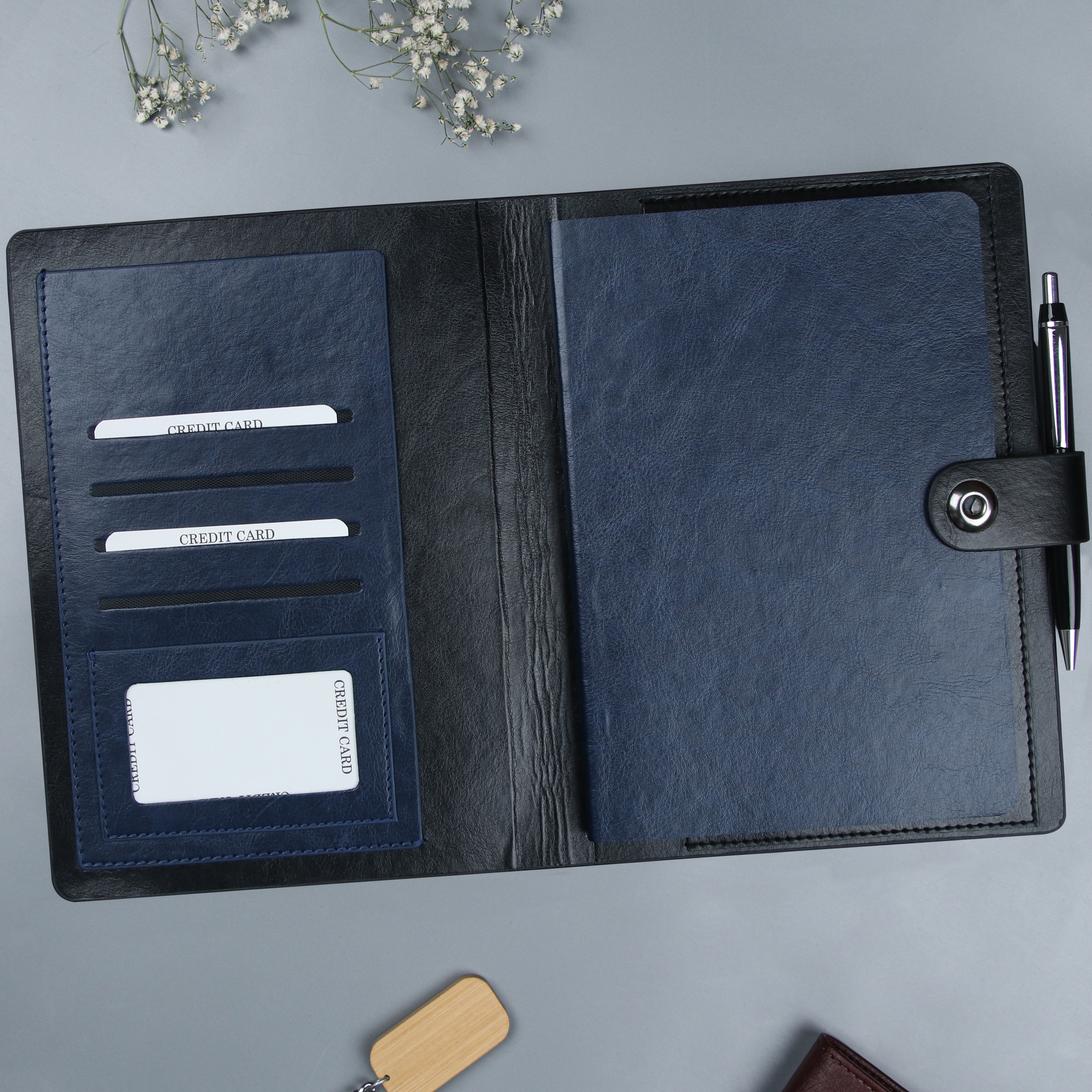Personalized Dual-Tone Leather Cover Notebook & Pen Gift Set