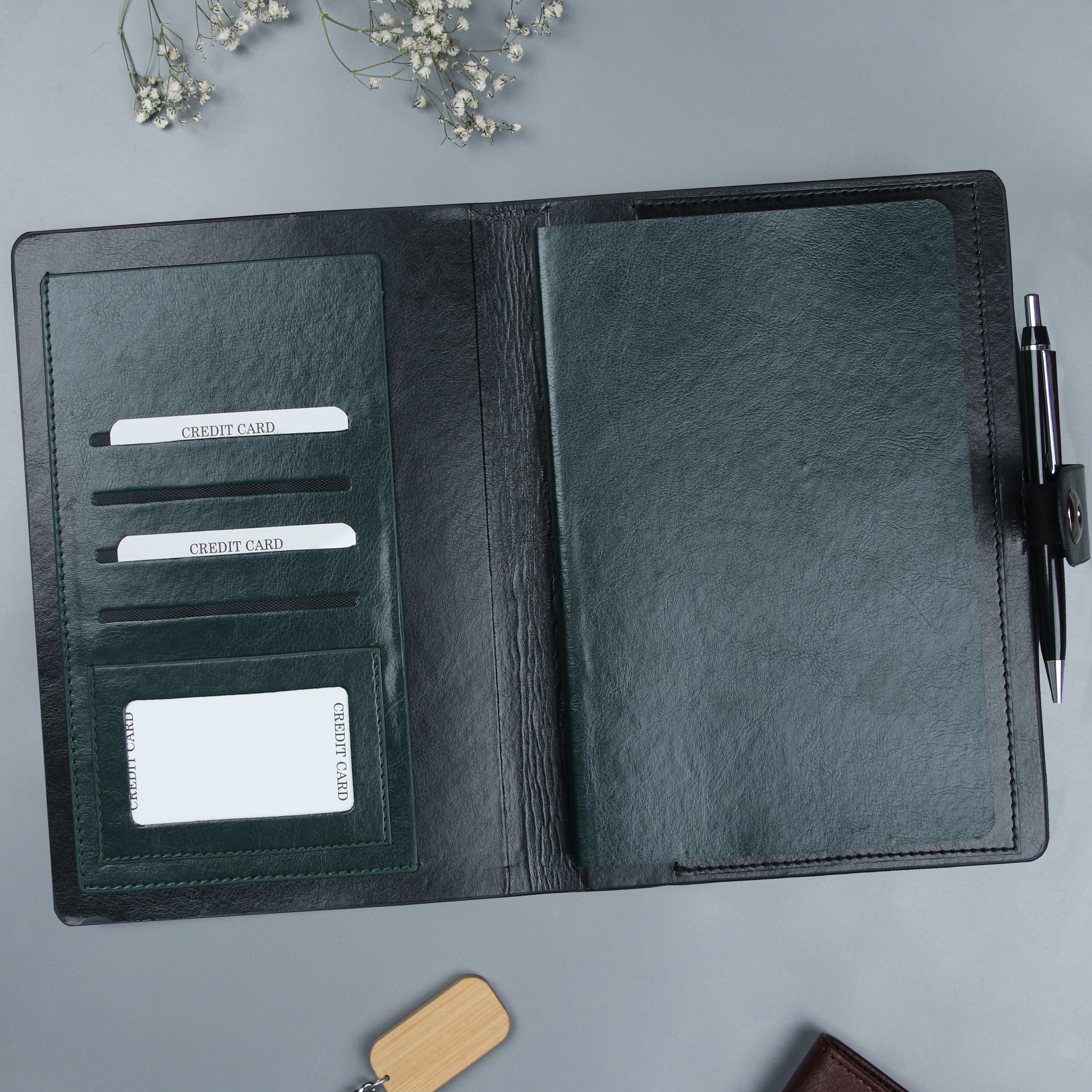 Personalized Dual-Tone Leather Cover Notebook & Pen Gift Set
