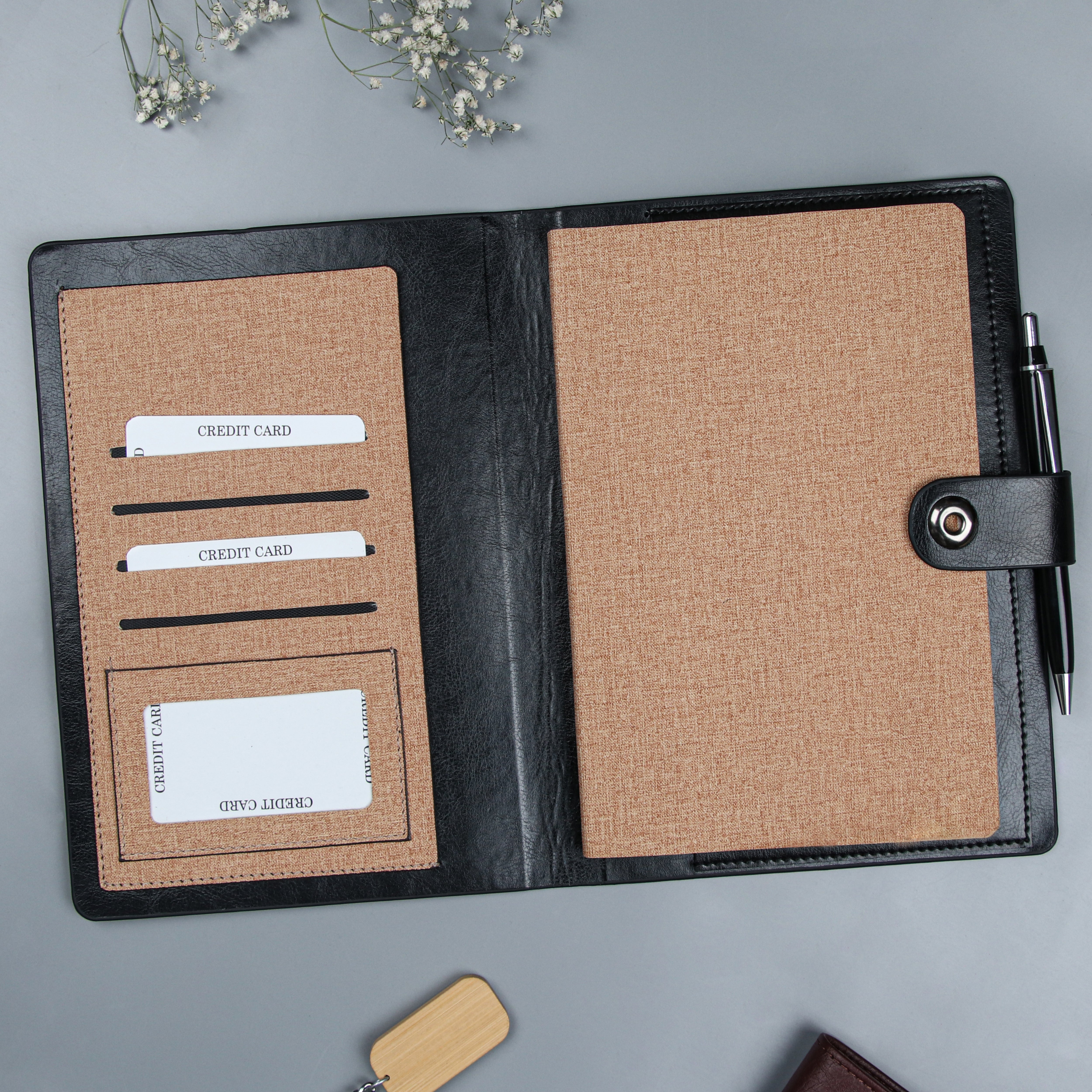 Personalized Dual-Tone Leather Cover Notebook & Pen Gift Set