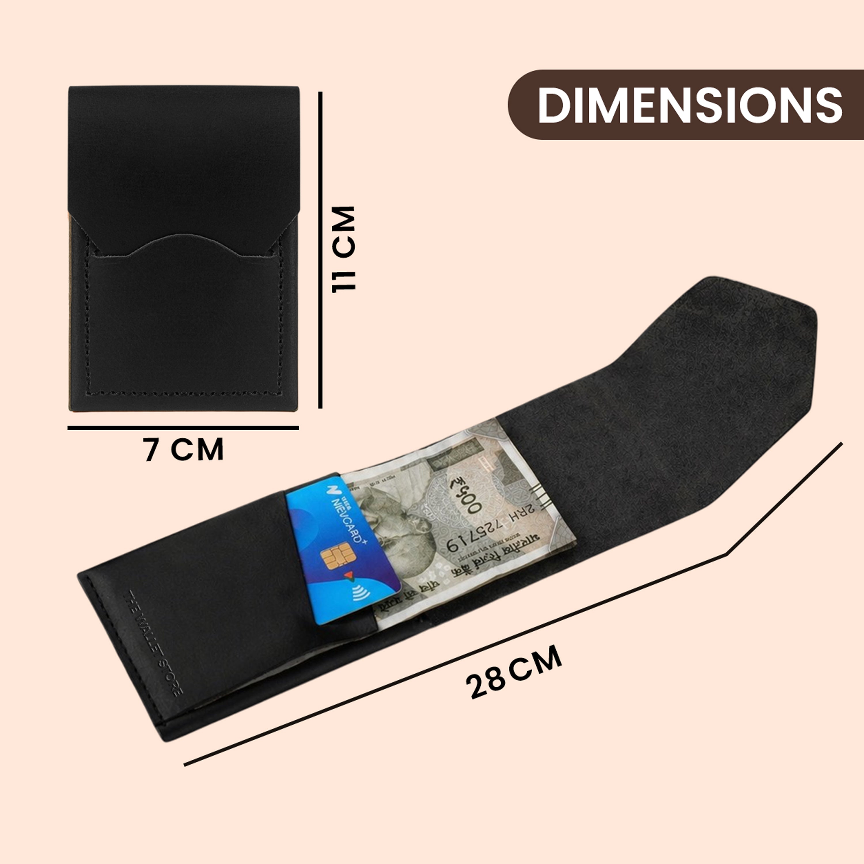 Urban Flip Genuine Leather Wallet - Black