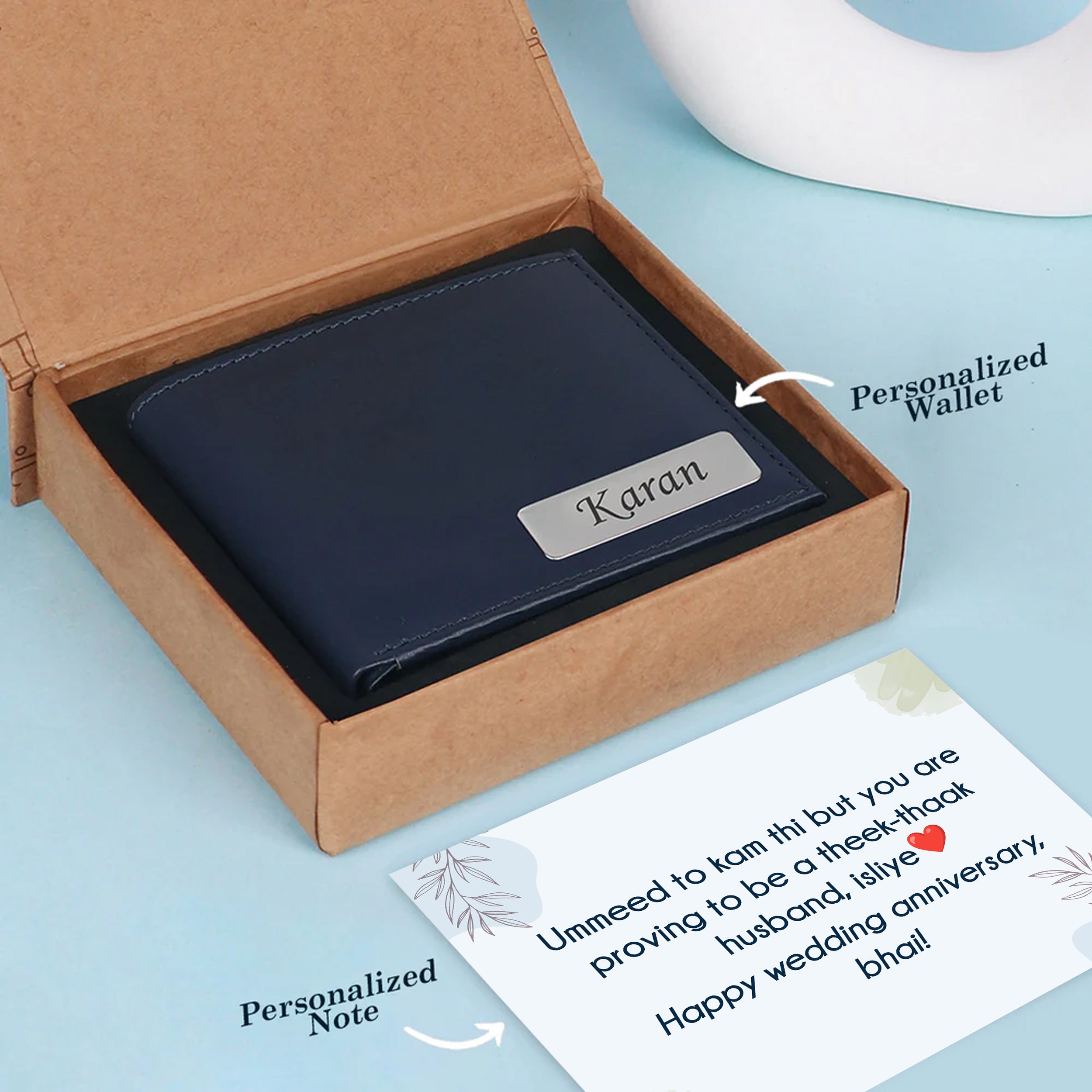 Personalized Solid Leather Wallet With Name For Men