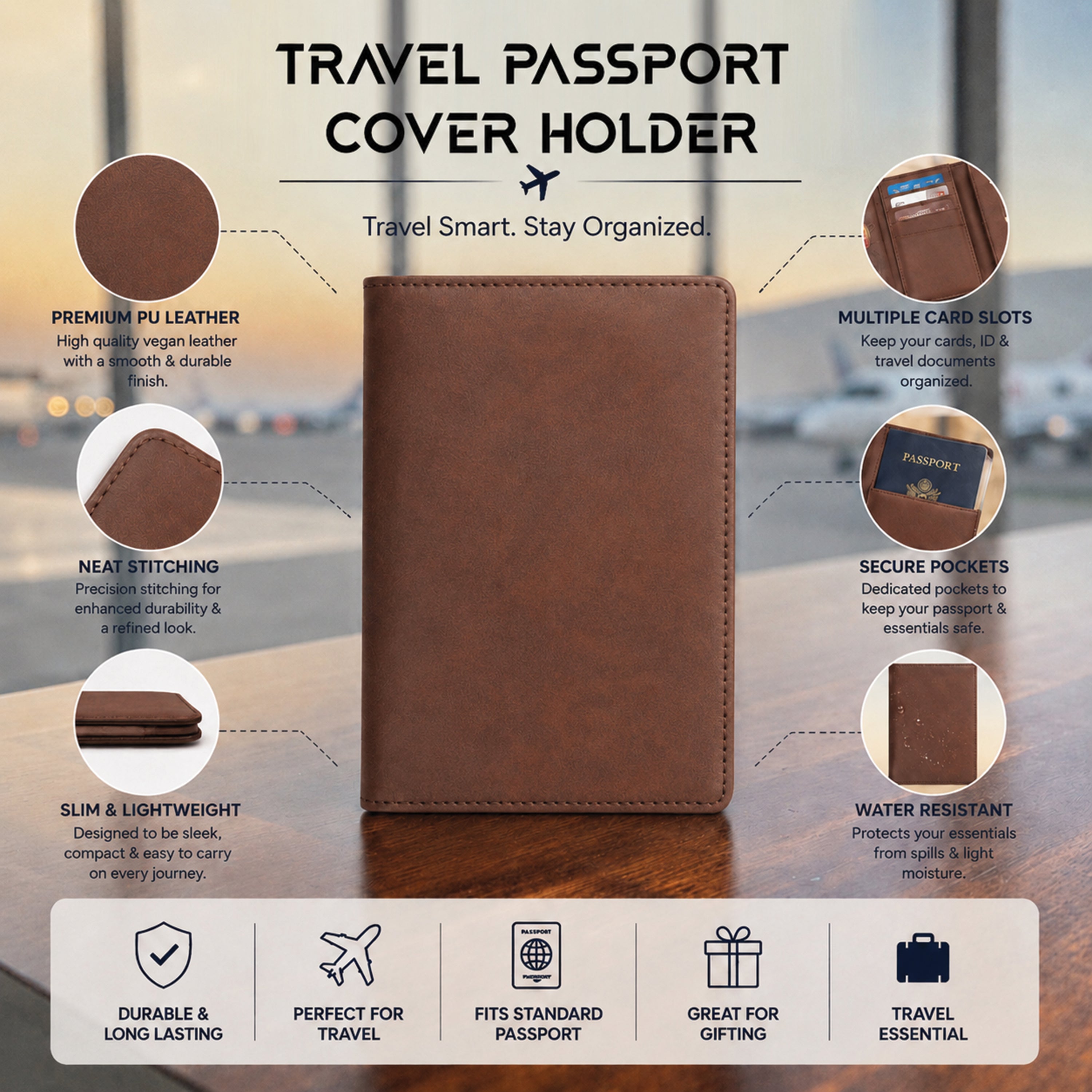 Horizon Travel Passport Holder - Brown