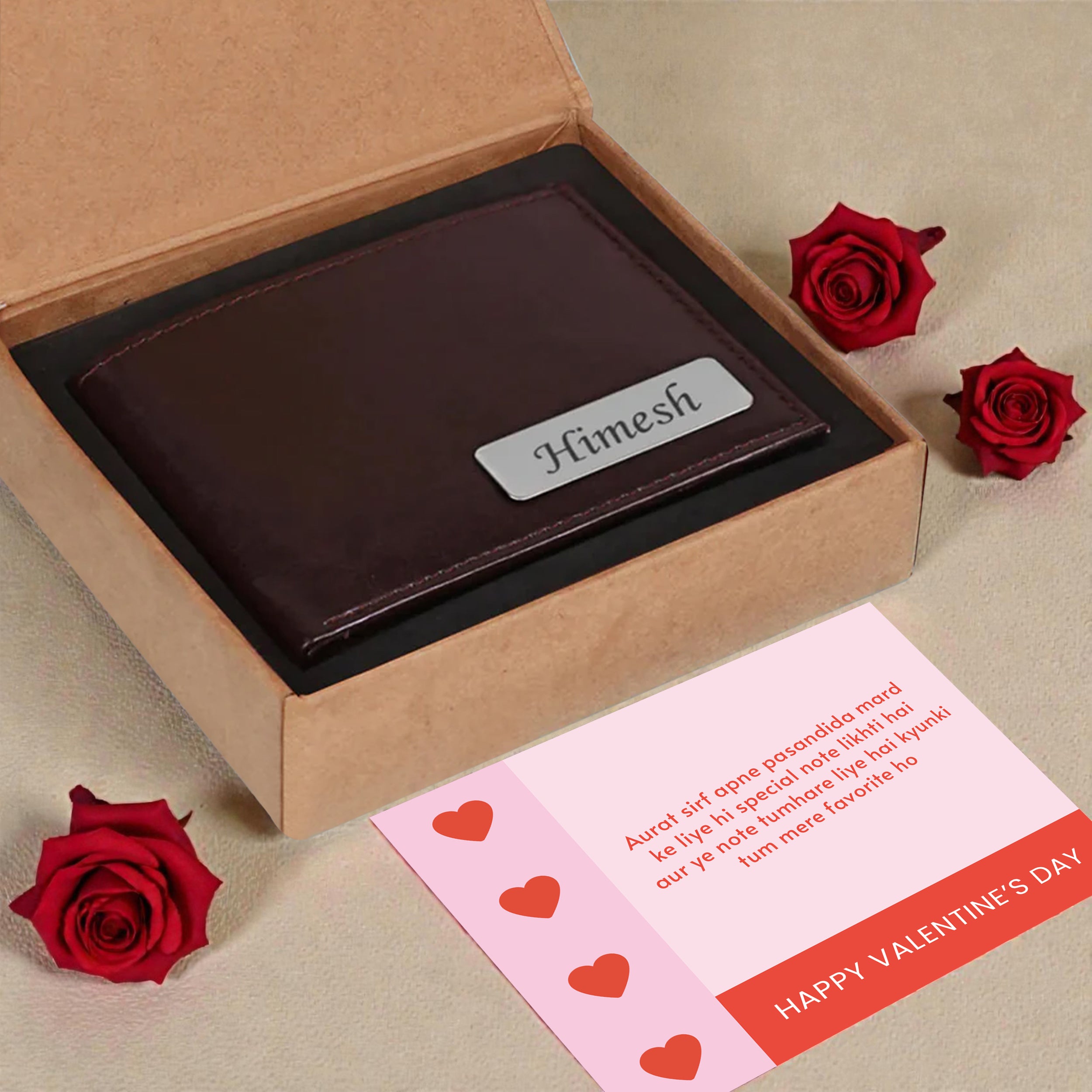 Personalized Solid Leather Wallet With Name For Men