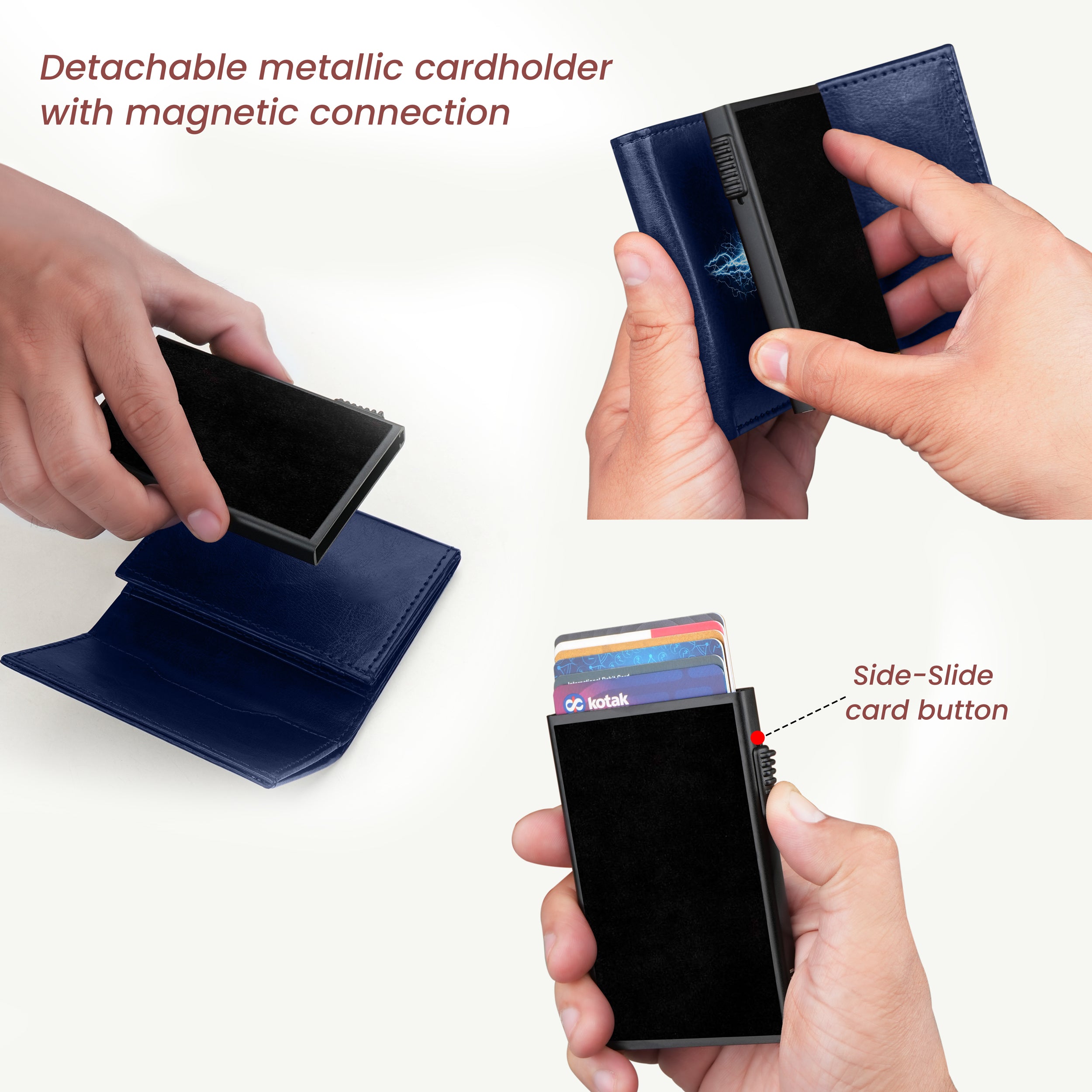 Cipher RFID-Protected Wallet With Detachable Cardholder - Blue