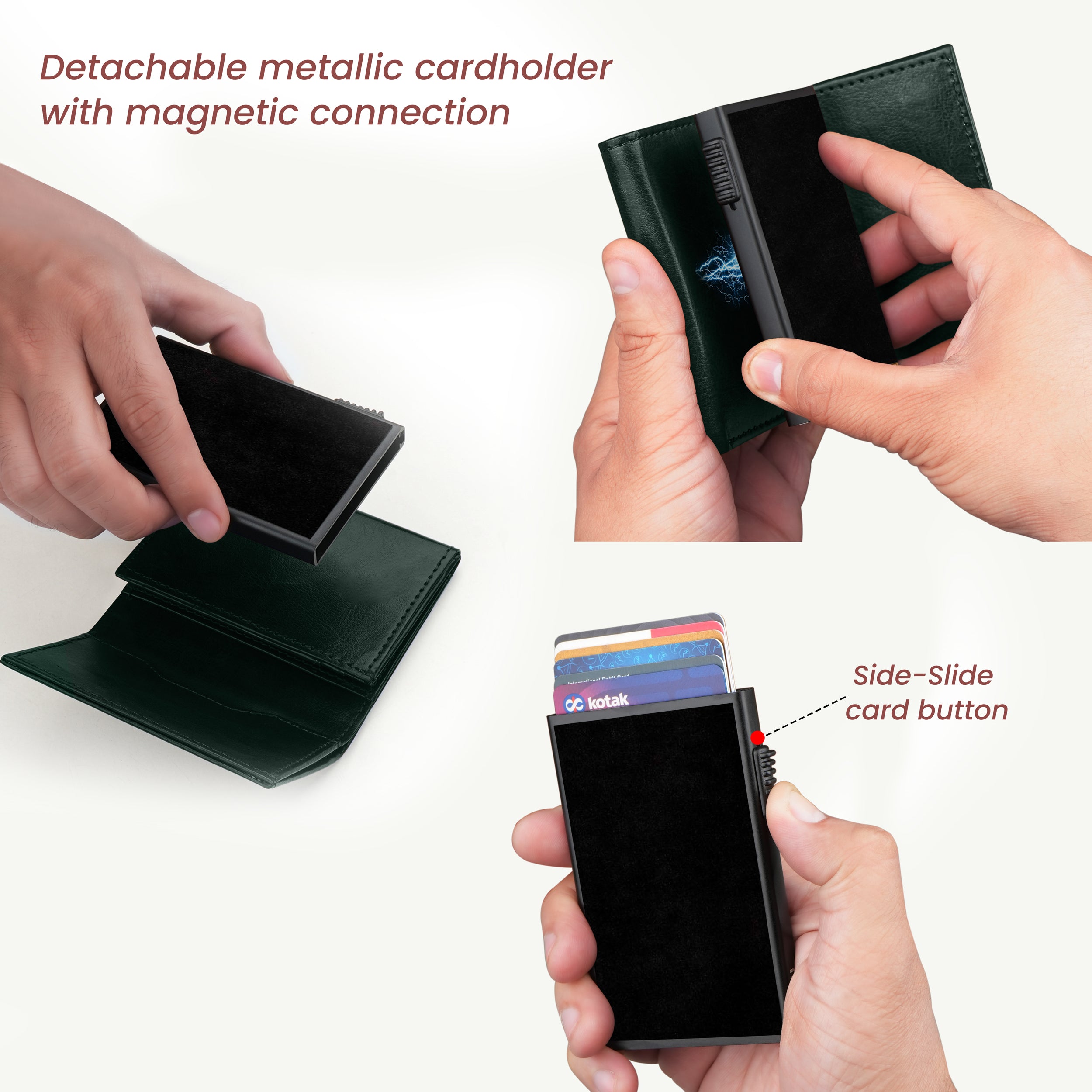 Cipher RFID-Protected Wallet With Detachable Cardholder - Green