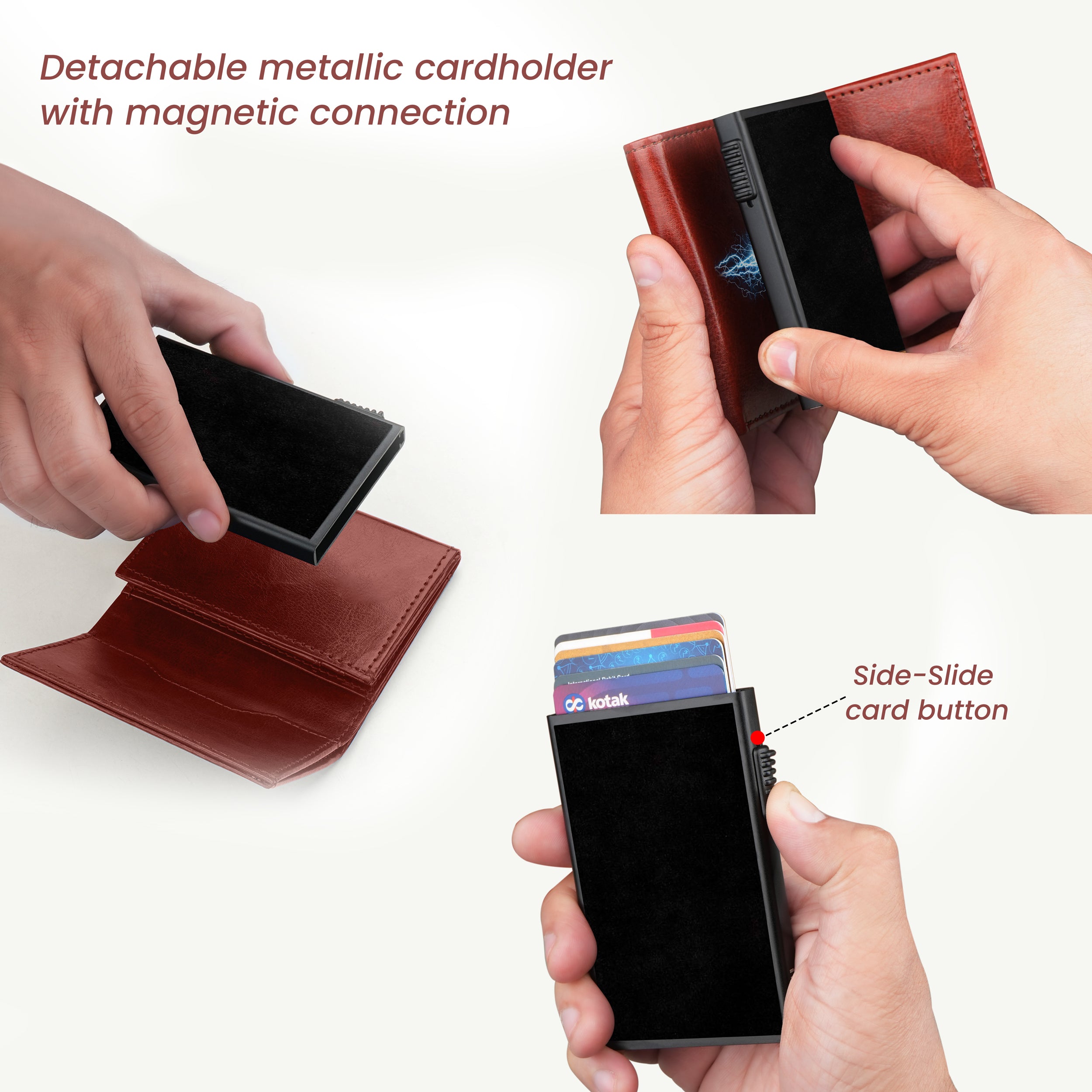 Cipher RFID-Protected Wallet With Detachable Cardholder - Tan