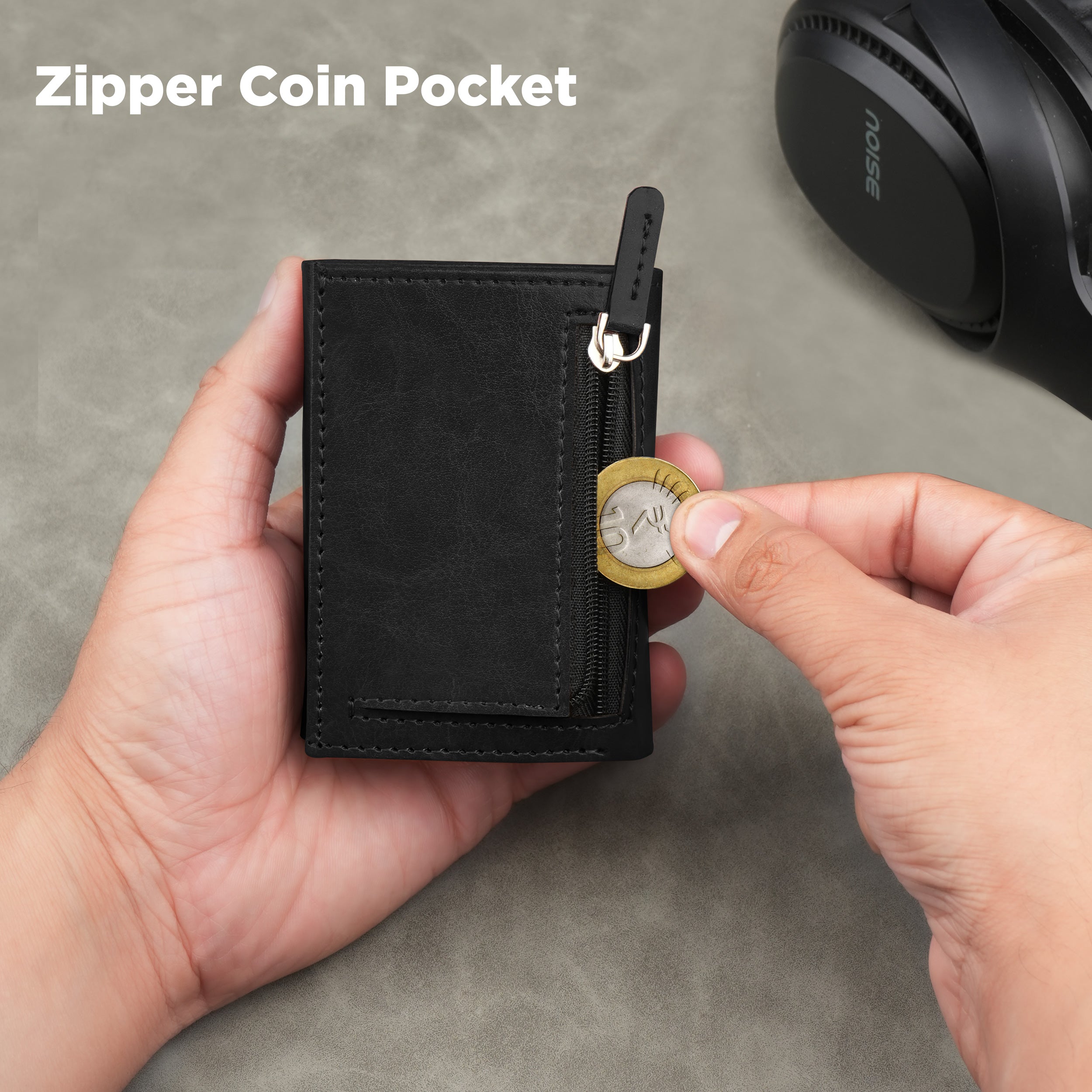 Cipher RFID-Protected Wallet With Detachable Cardholder - Black