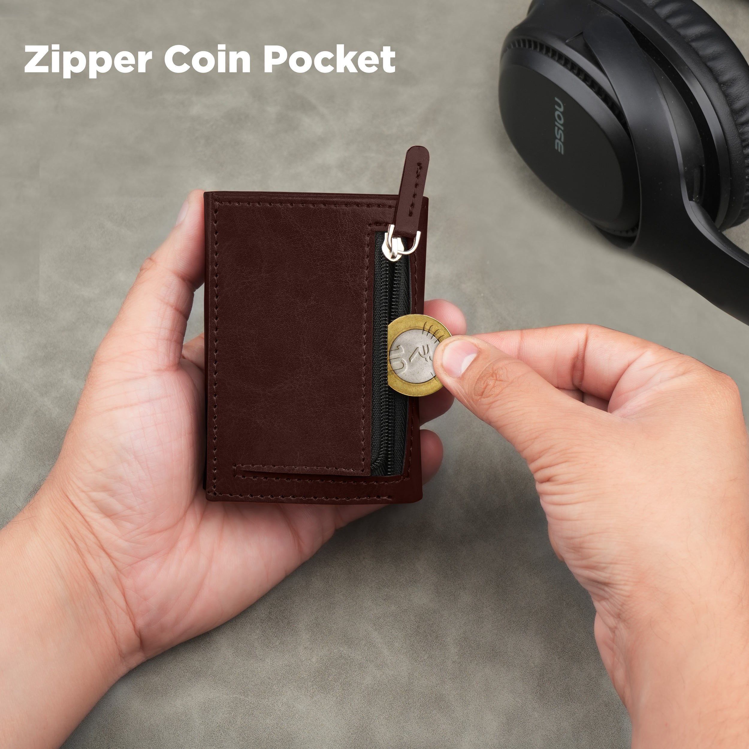 Cipher RFID-Protected Wallet With Detachable Cardholder - Brown