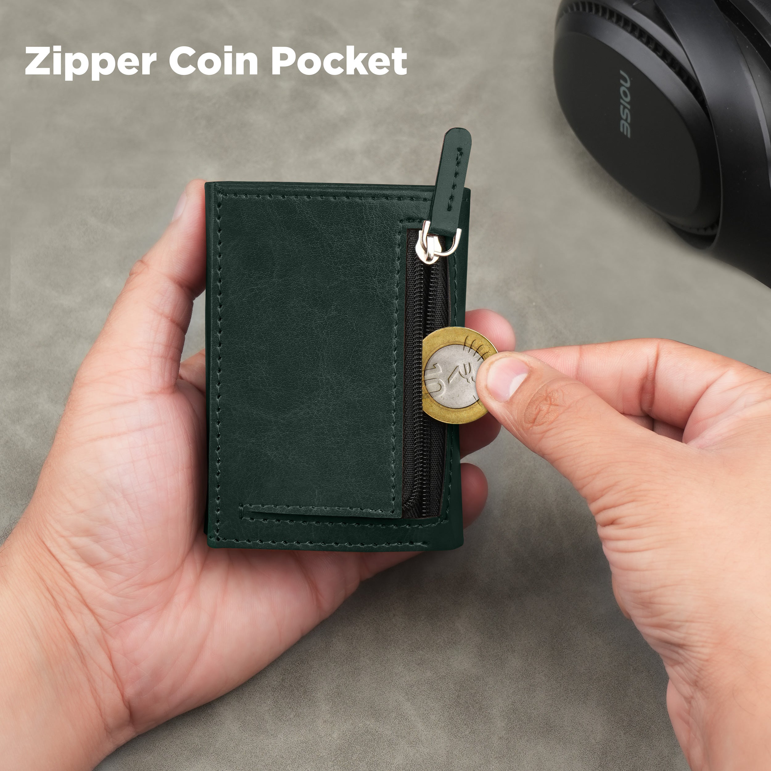 Cipher RFID-Protected Wallet With Detachable Cardholder - Green