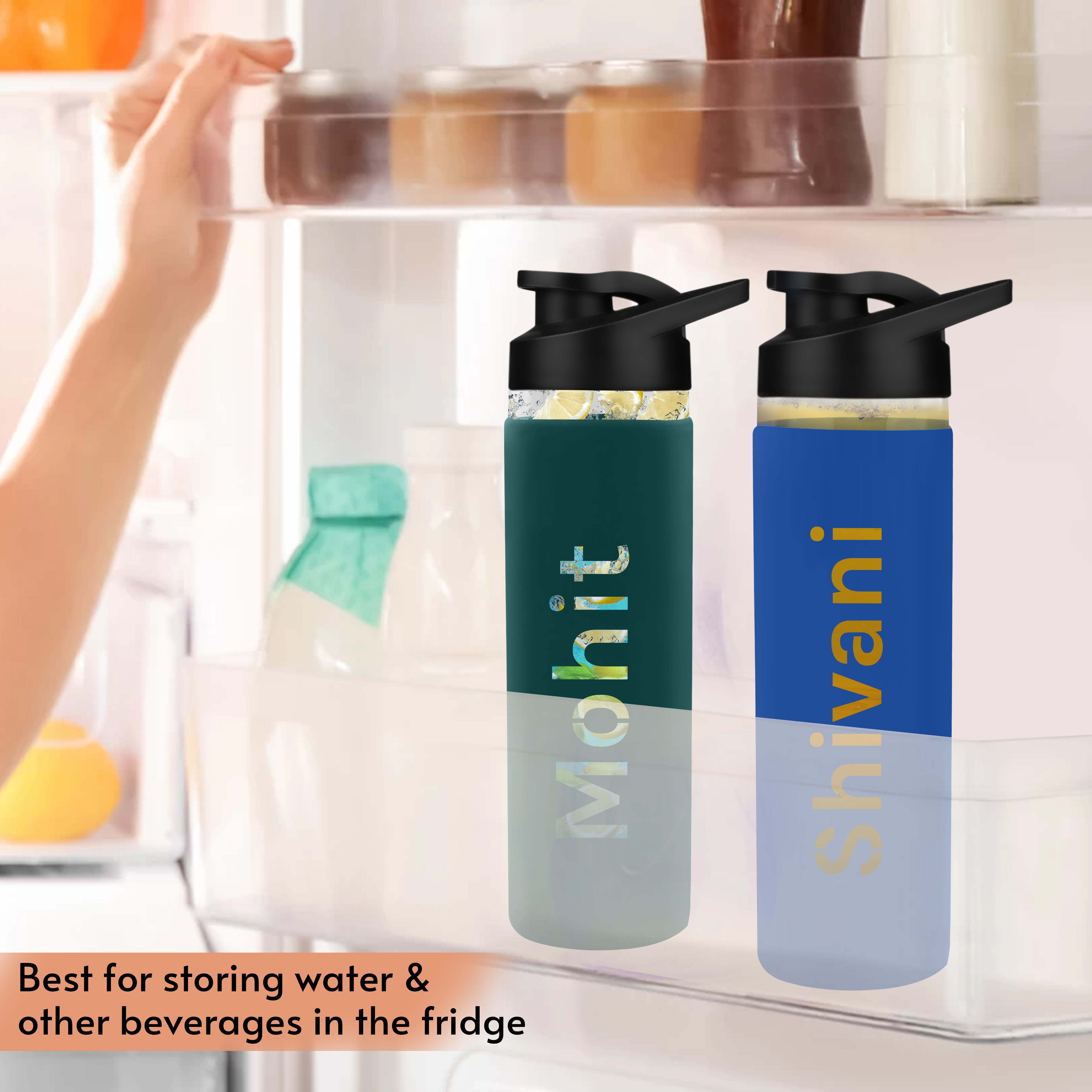 Personalized Pure Wrap Borosilicate Sipper Bottle - Blue
