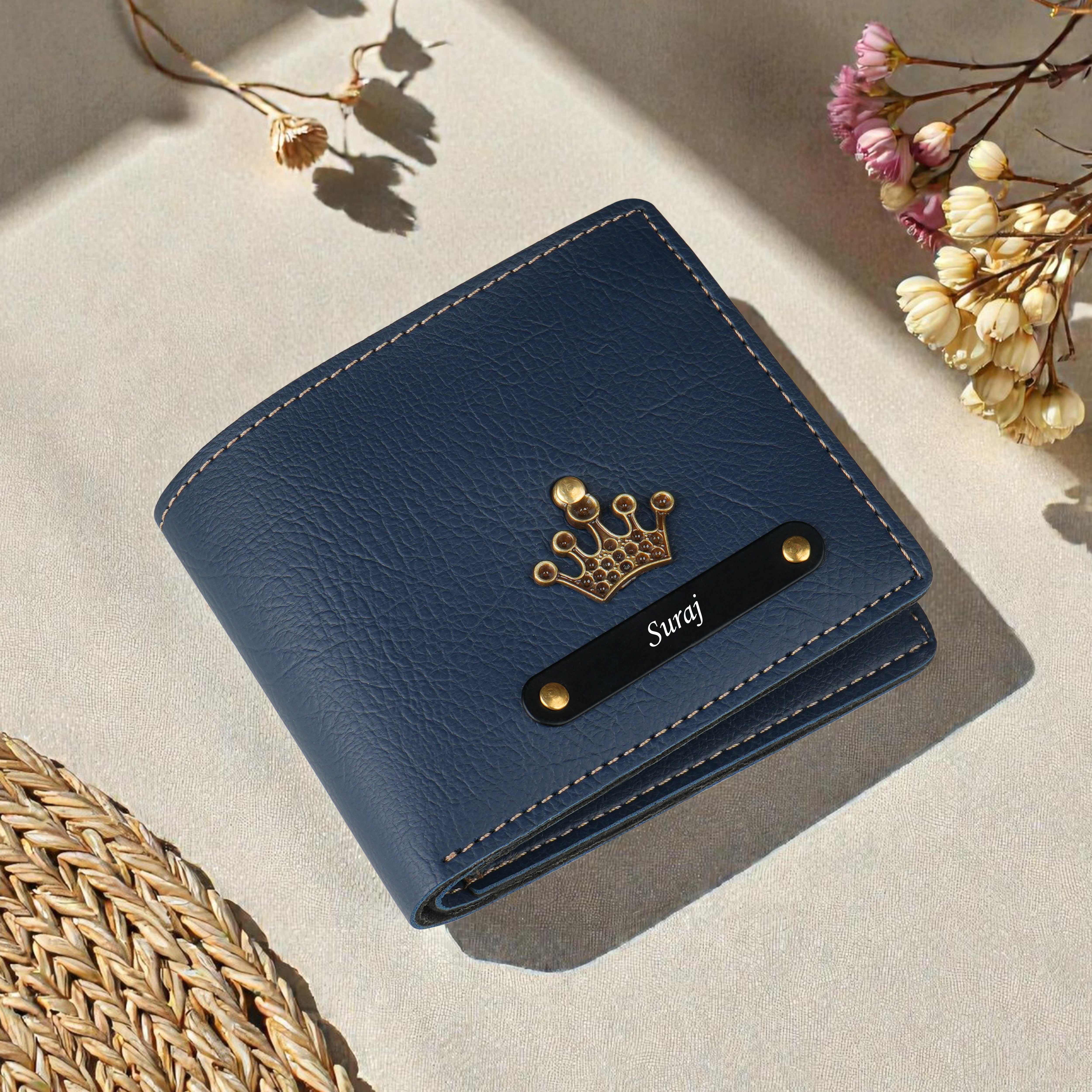 Urbanoir Personalized Bi-Fold Wallet With Name & Charm