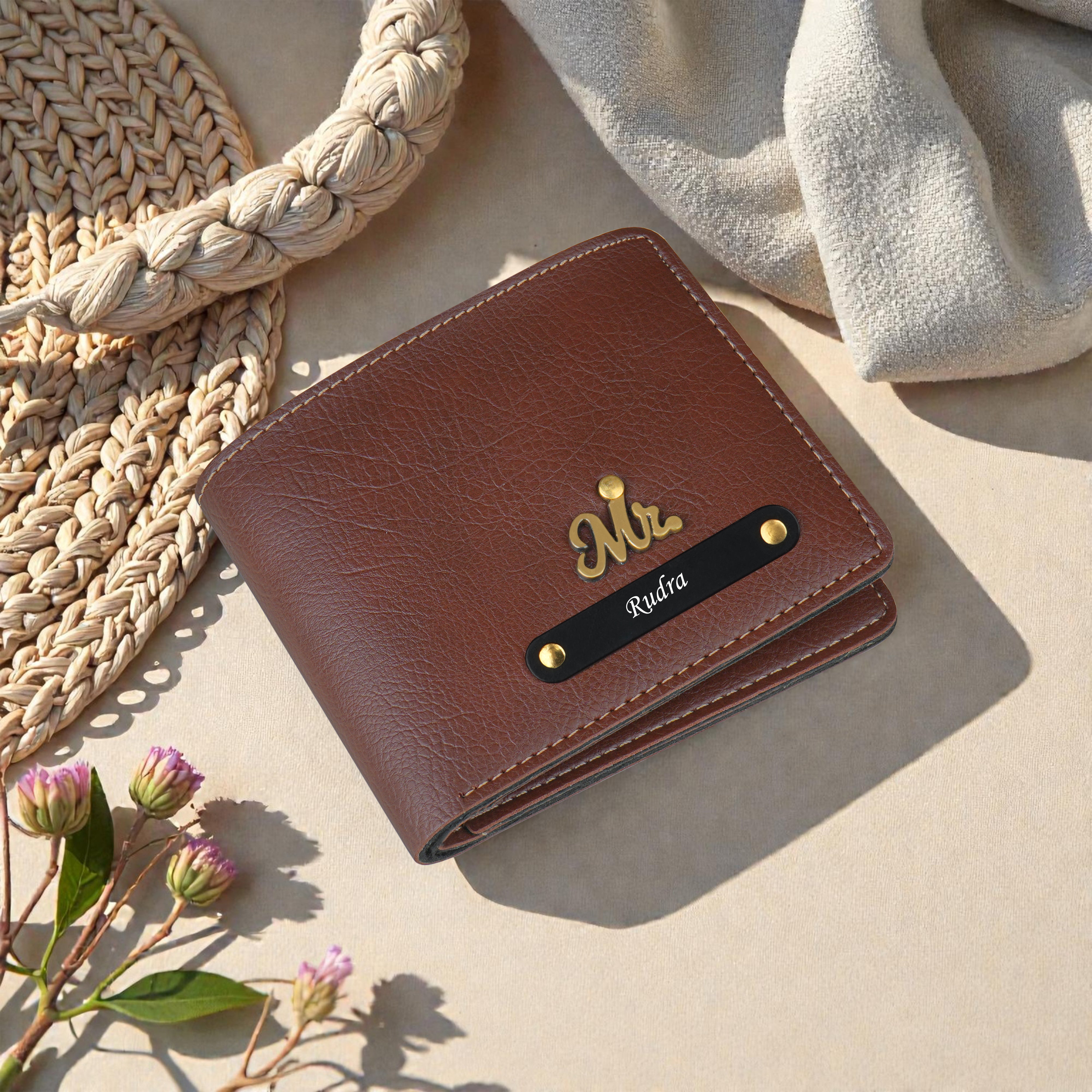 Urbanoir Personalized Bi-Fold Wallet With Name & Charm