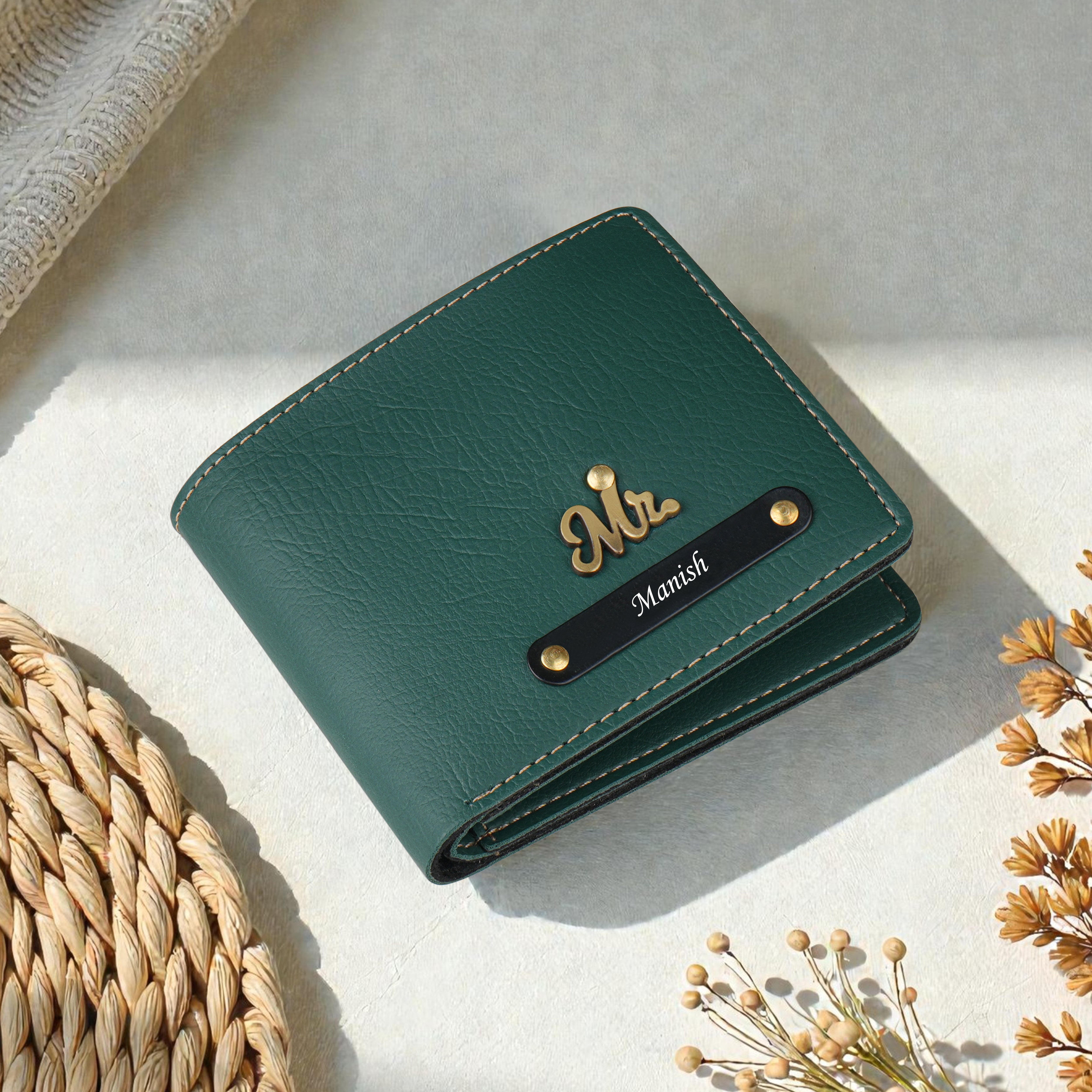 Urbanoir Personalized Bi-Fold Wallet With Name & Charm