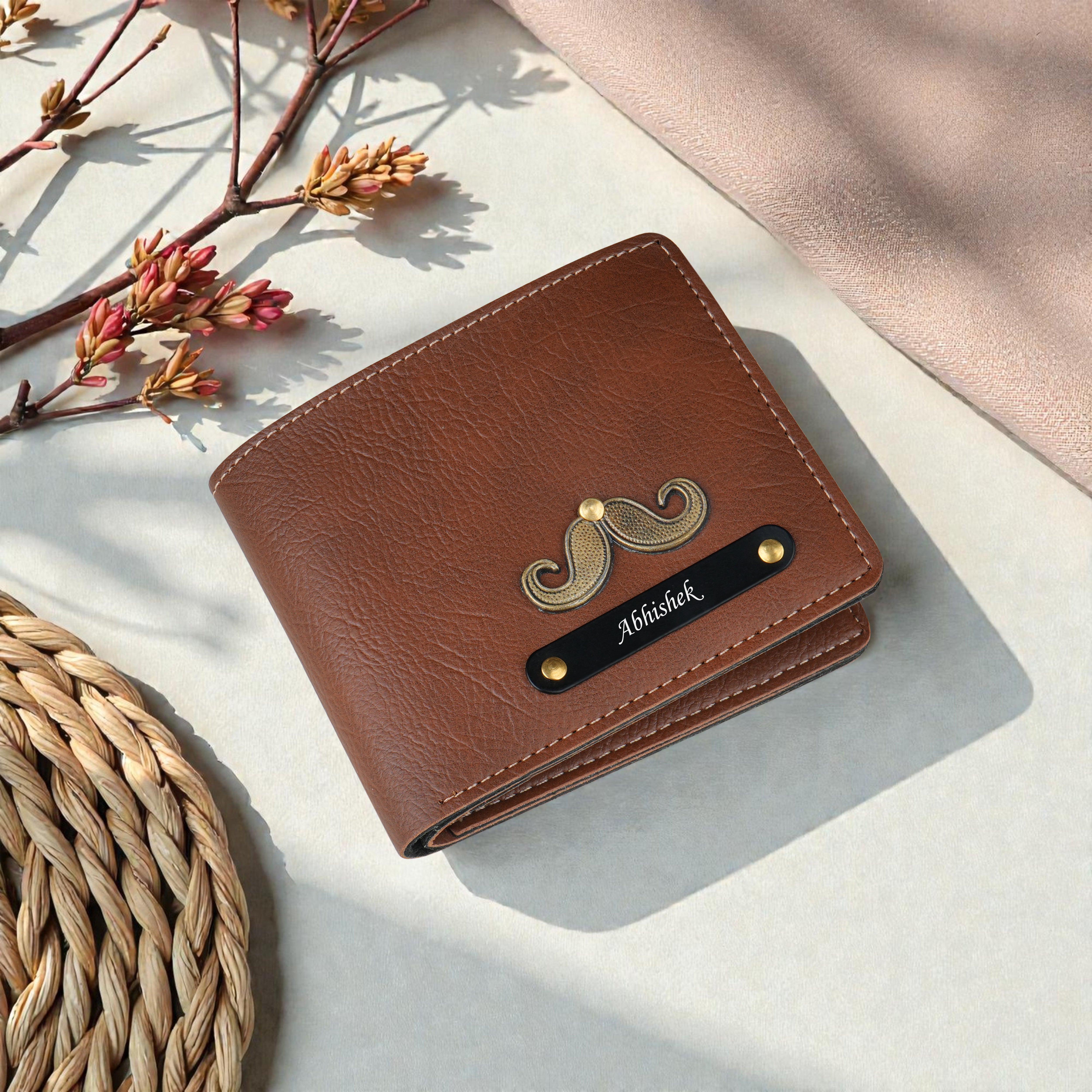 Urbanoir Personalized Bi-Fold Wallet With Name & Charm