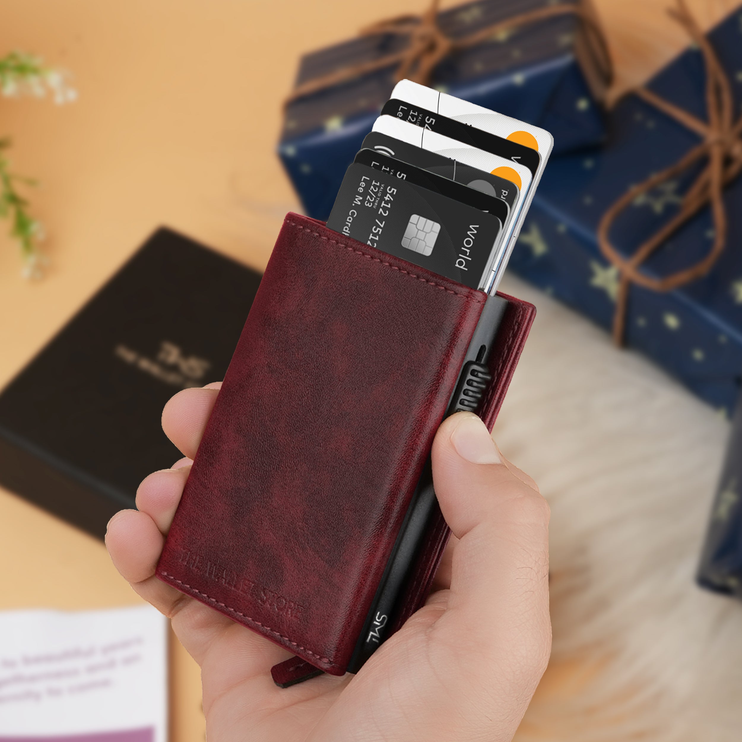 Defender RFID Protected Wallet Cardholder Gift For Men - Wine
