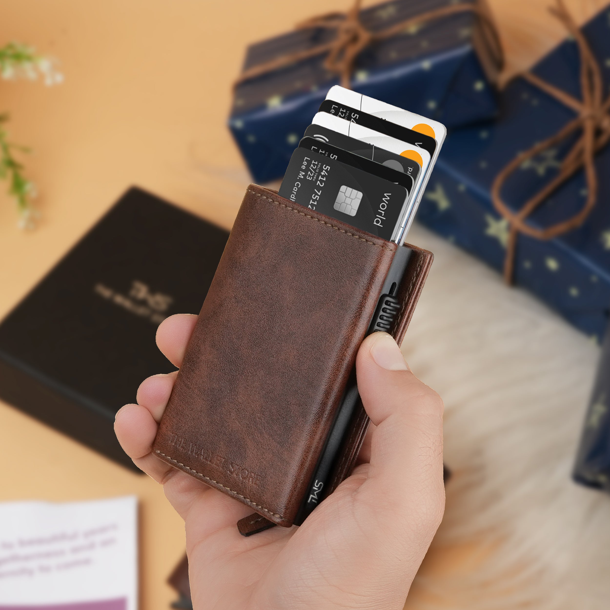 Defender RFID-Protected Wallet Cardholder Gift For Men - Brown