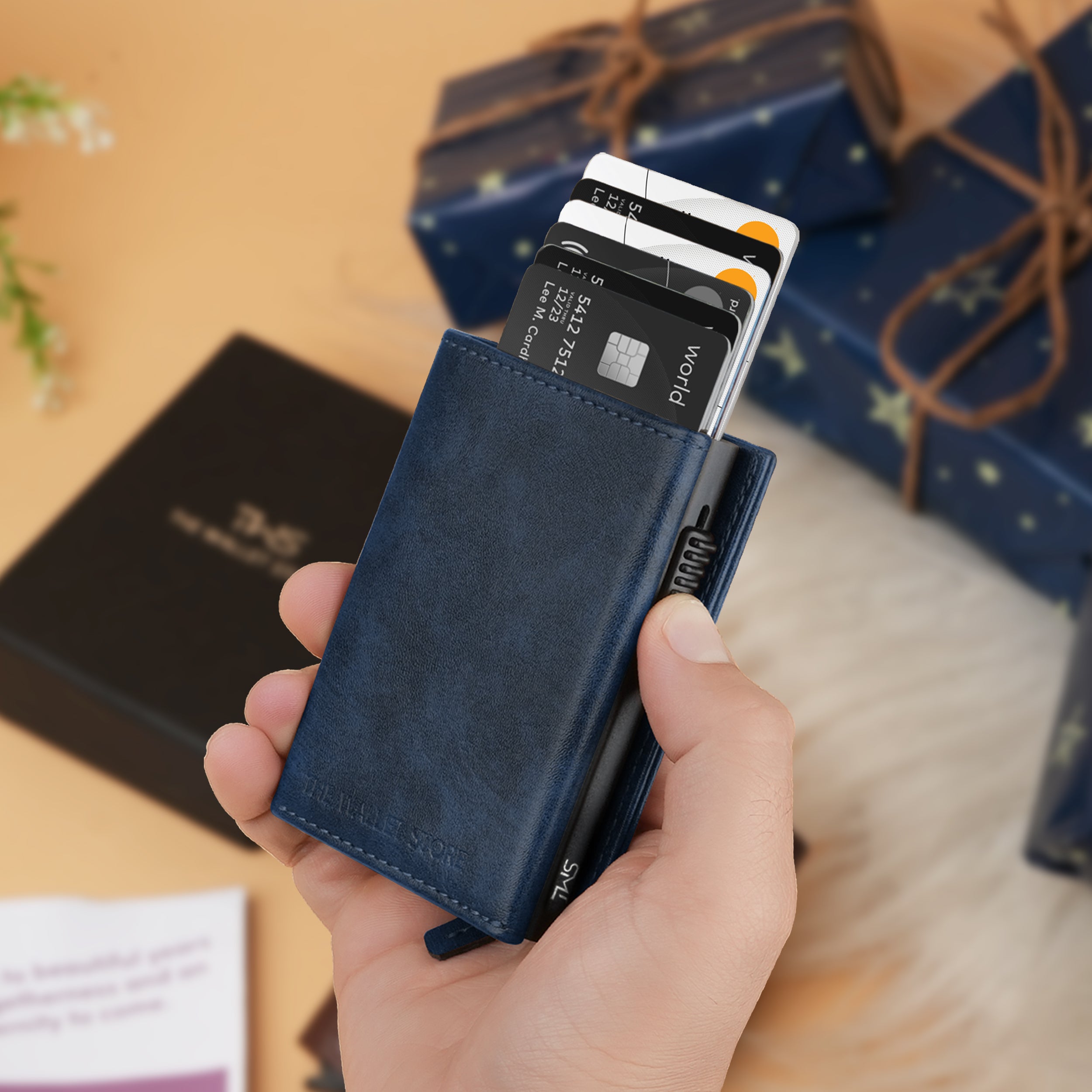 Defender RFID-Protected Wallet Cardholder Gift For Men - Blue