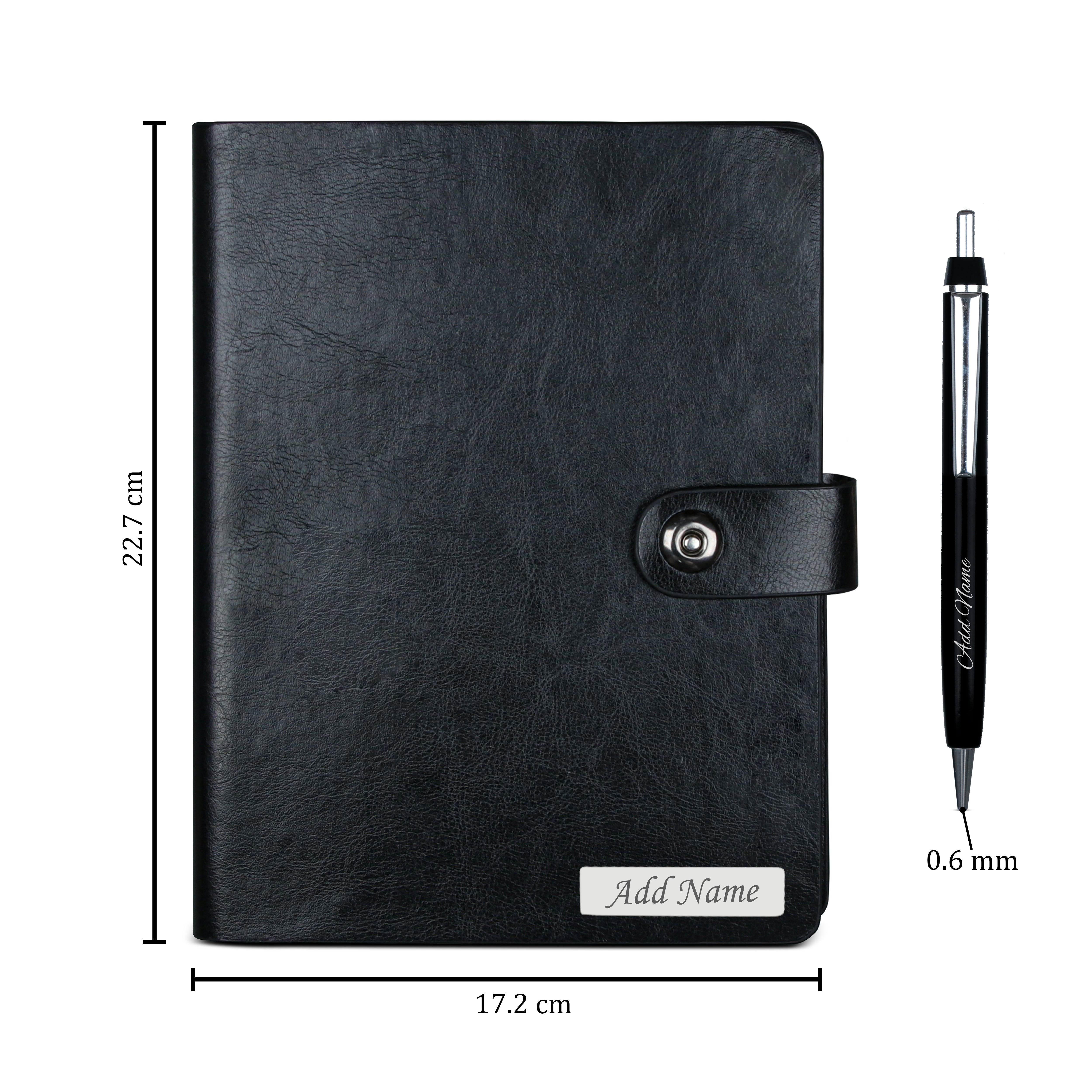 Personalized Dual-Tone Leather Cover Notebook & Pen Gift Set