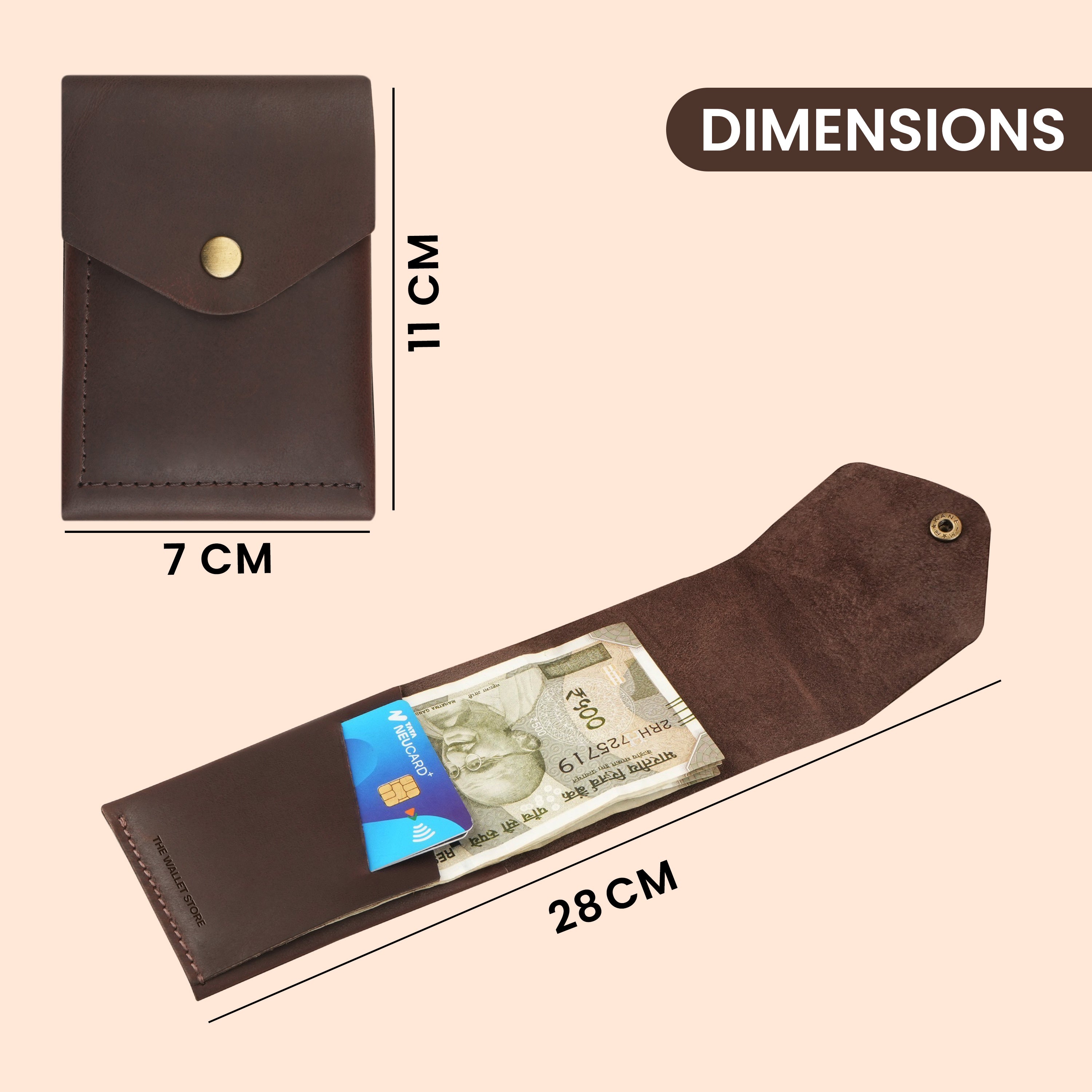 Flip Genuine Leather Wallet - Dark Brown