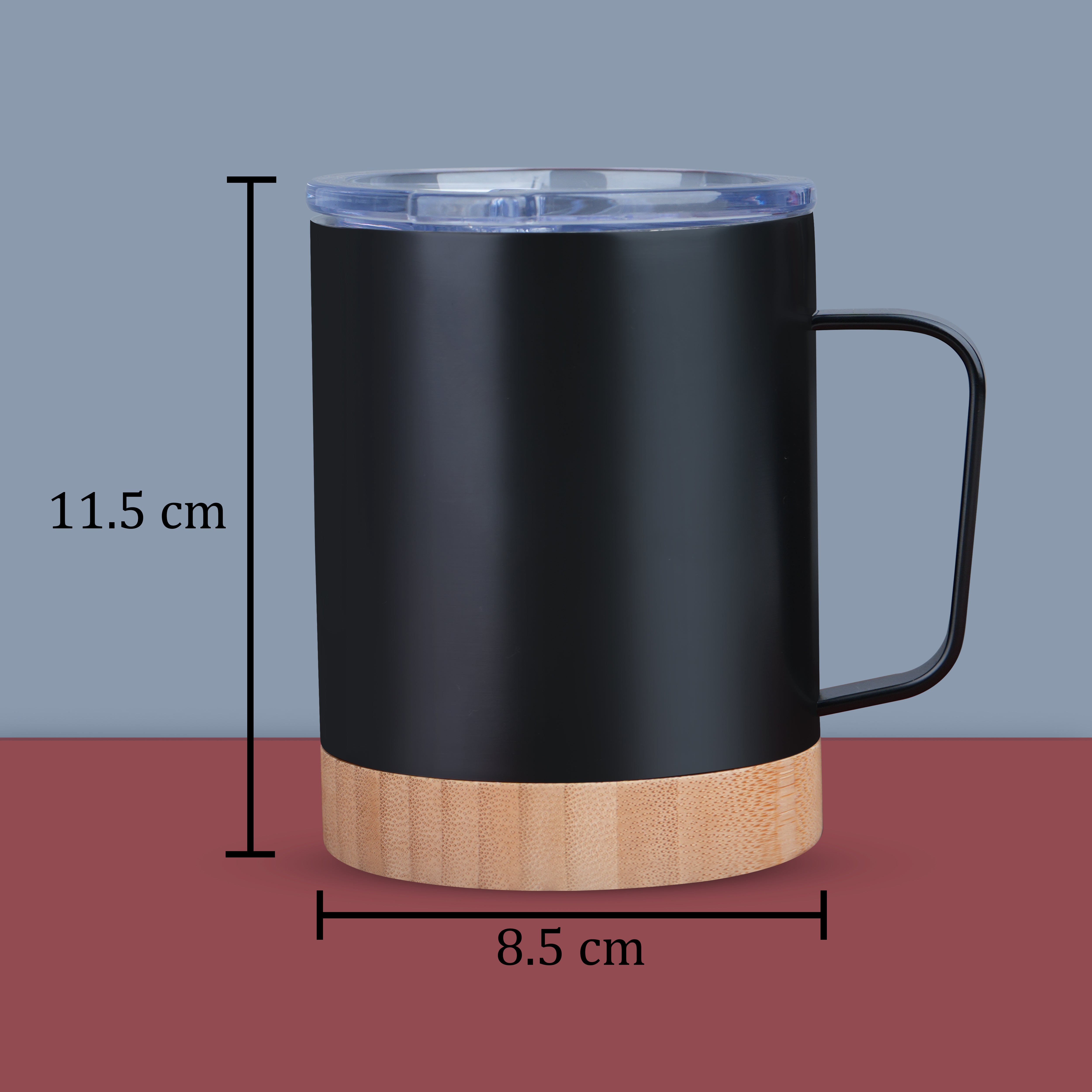 Stainless Steel Vacuum Insulated Coffee Mug With Bamboo Base