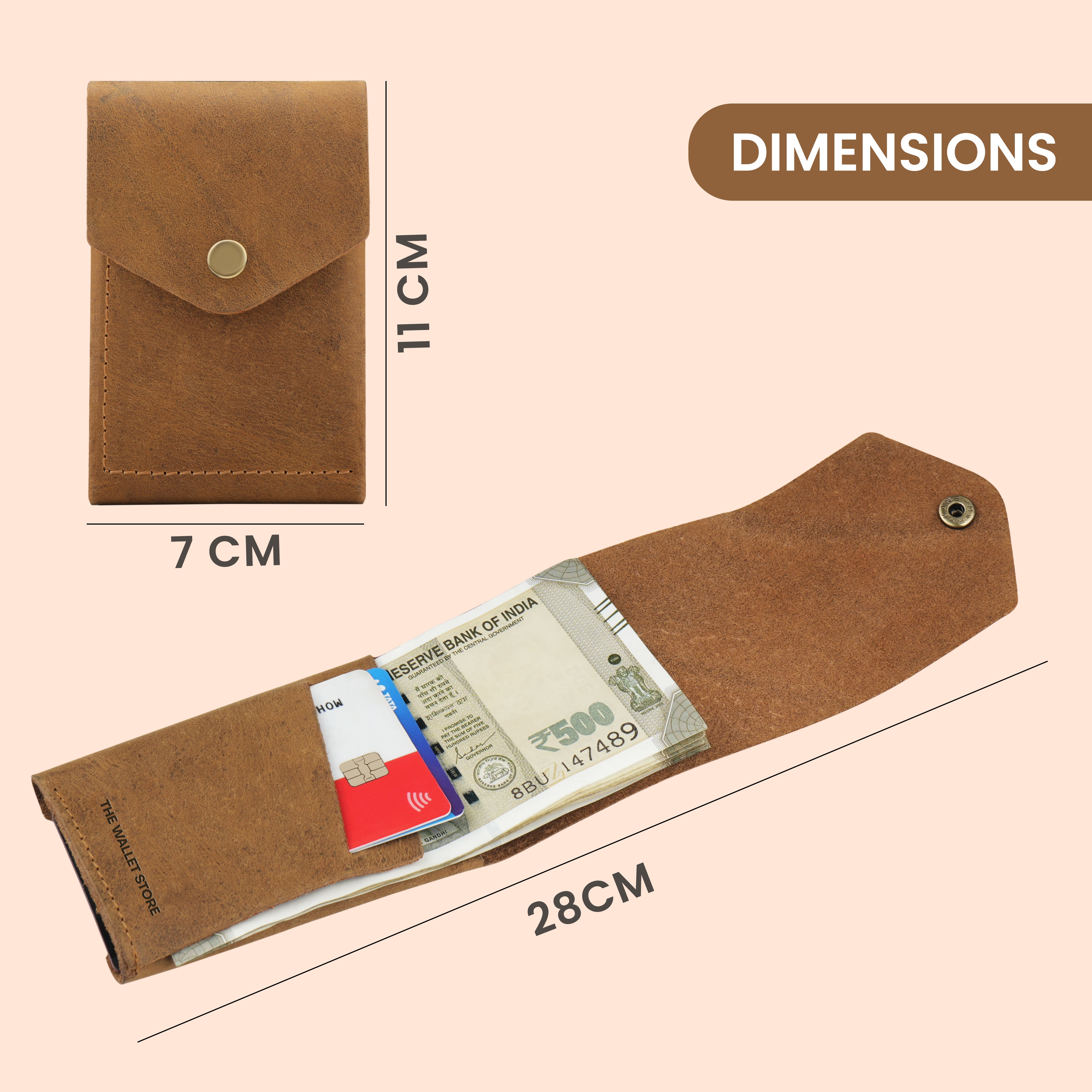 Flip Genuine Leather Wallet - Tan