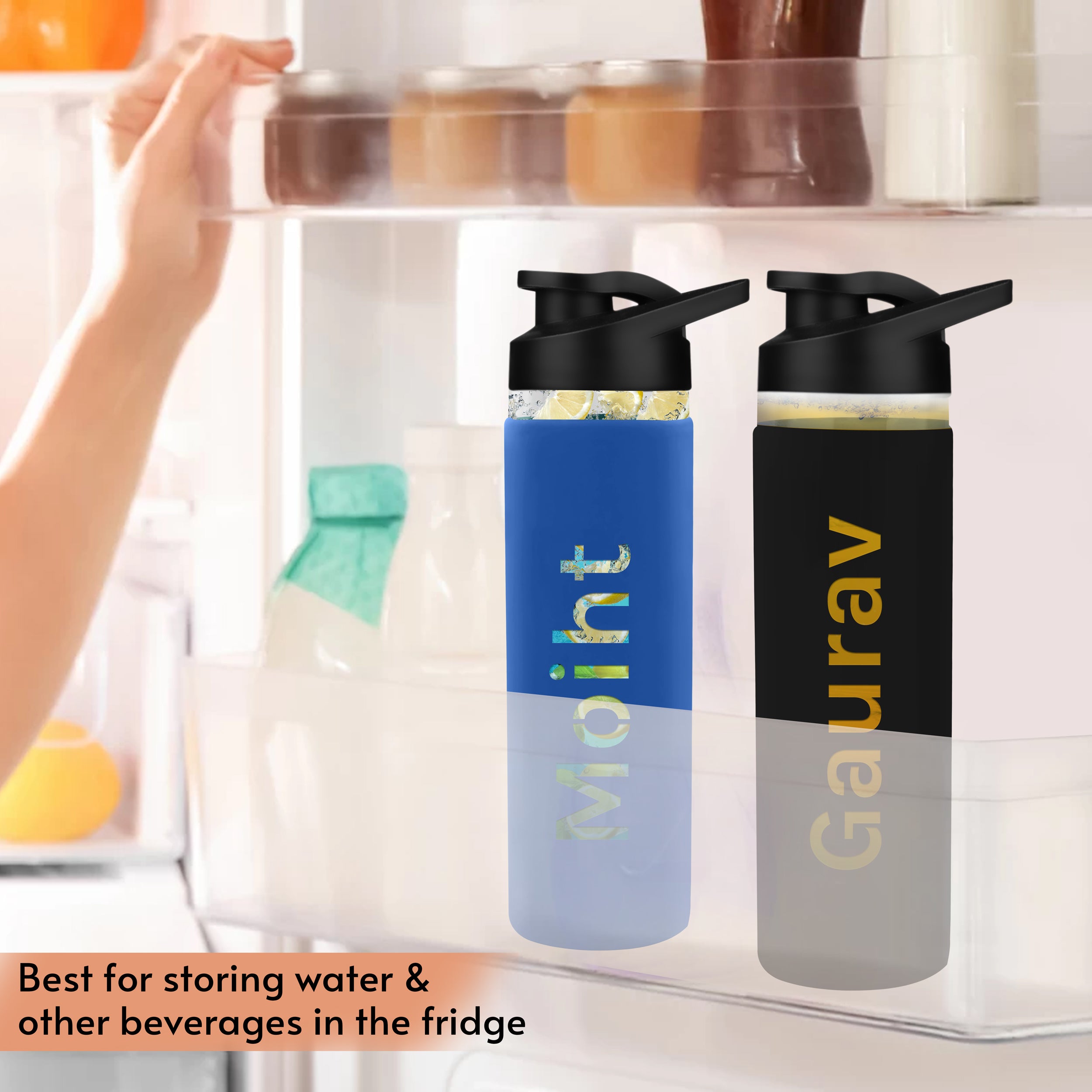 Personalized Pure Wrap Borosilicate Sipper Bottle - Black