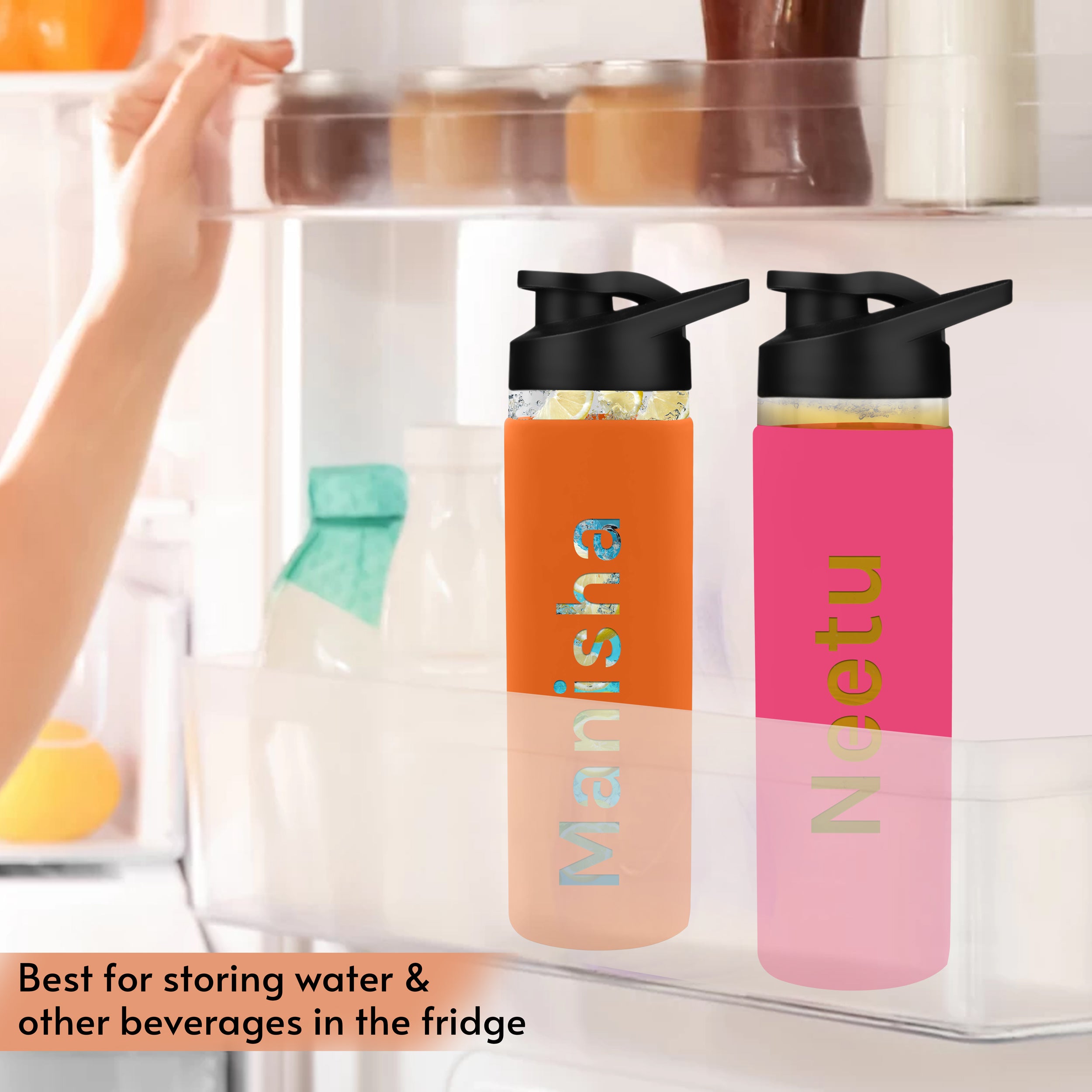 Personalized Pure Wrap Borosilicate Sipper Bottle - Pink