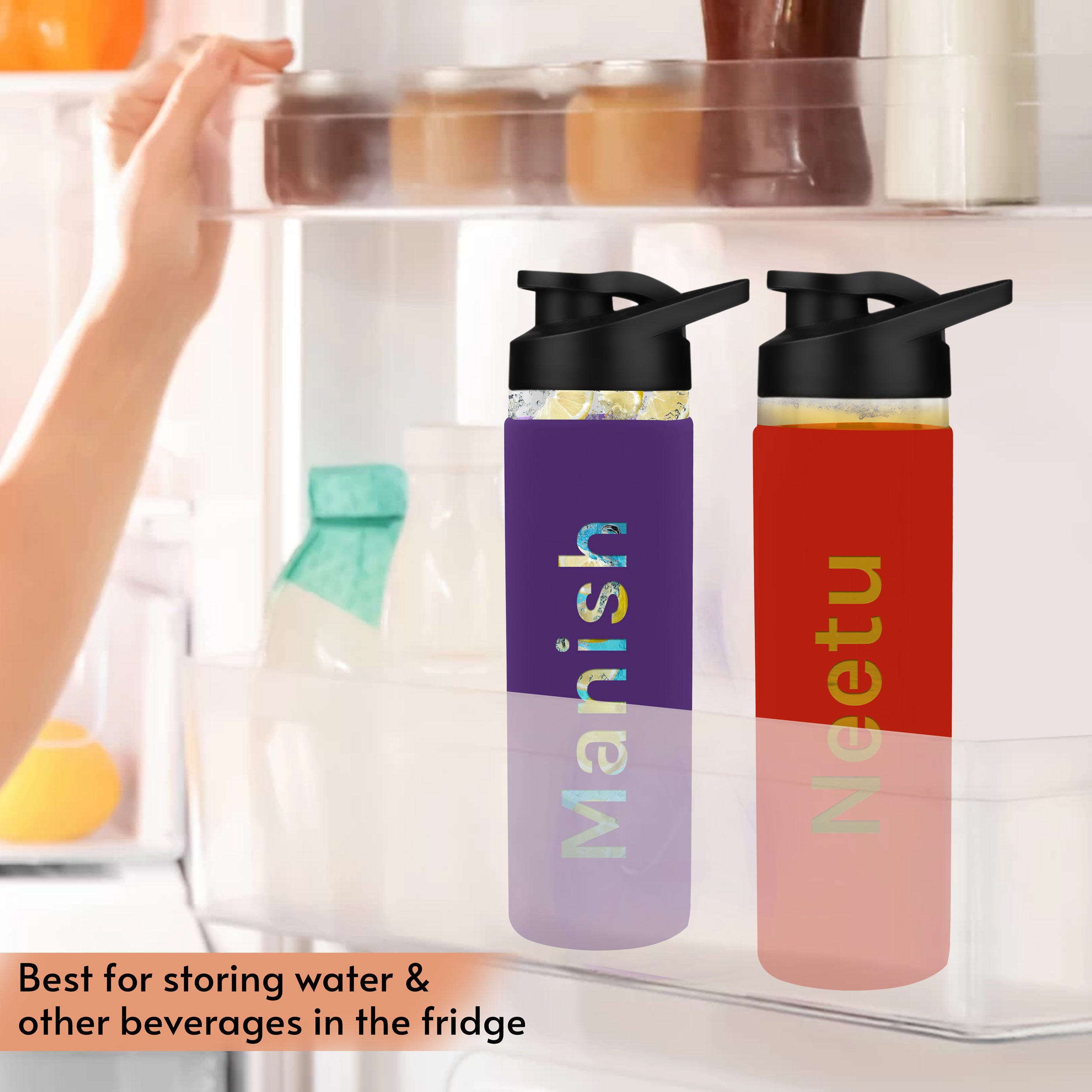 Personalized Pure Wrap Borosilicate Sipper Bottle - Red