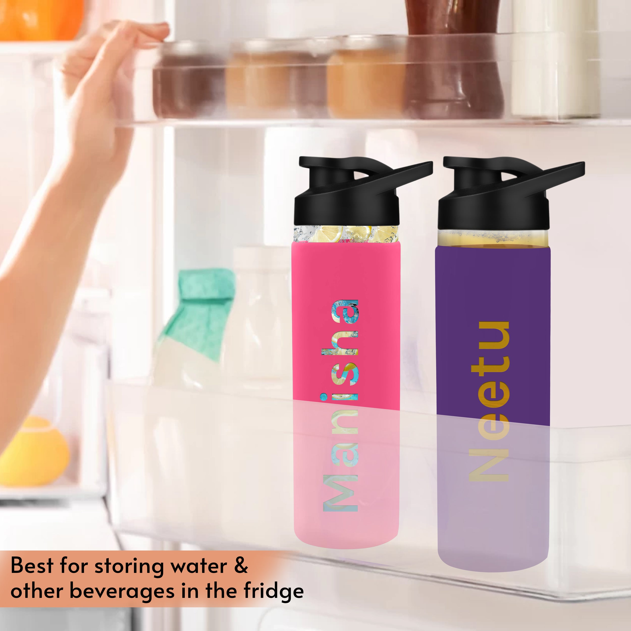 Personalized Pure Wrap Borosilicate Sipper Bottle - Purple