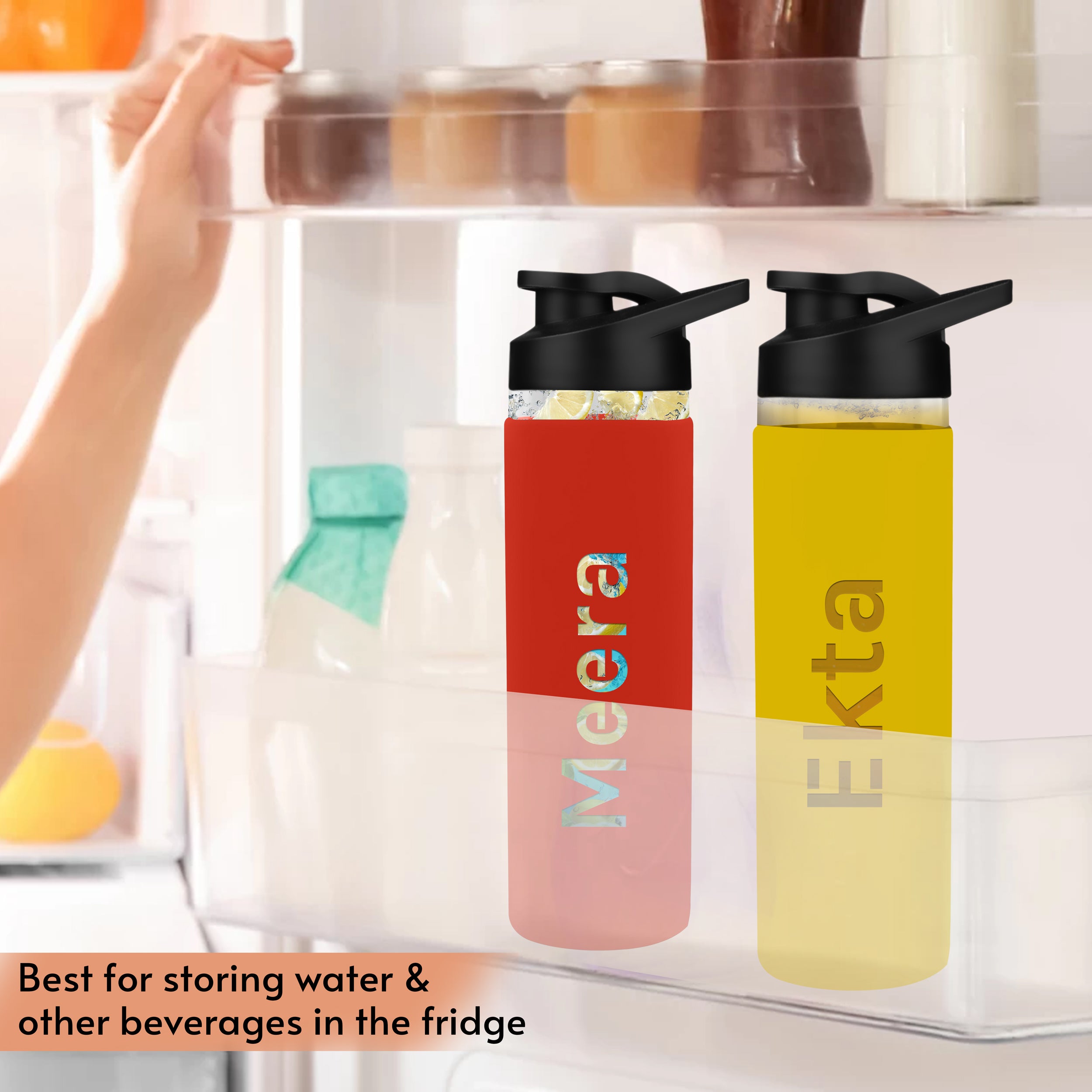 Personalized Pure Wrap Borosilicate Sipper Bottle - Yellow