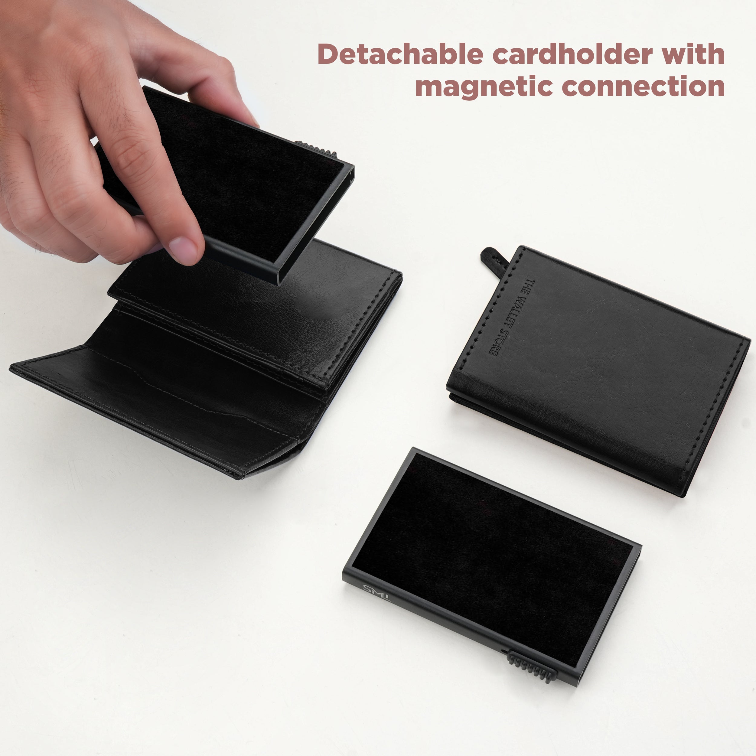 Cipher RFID-Protected Wallet With Detachable Cardholder - Black