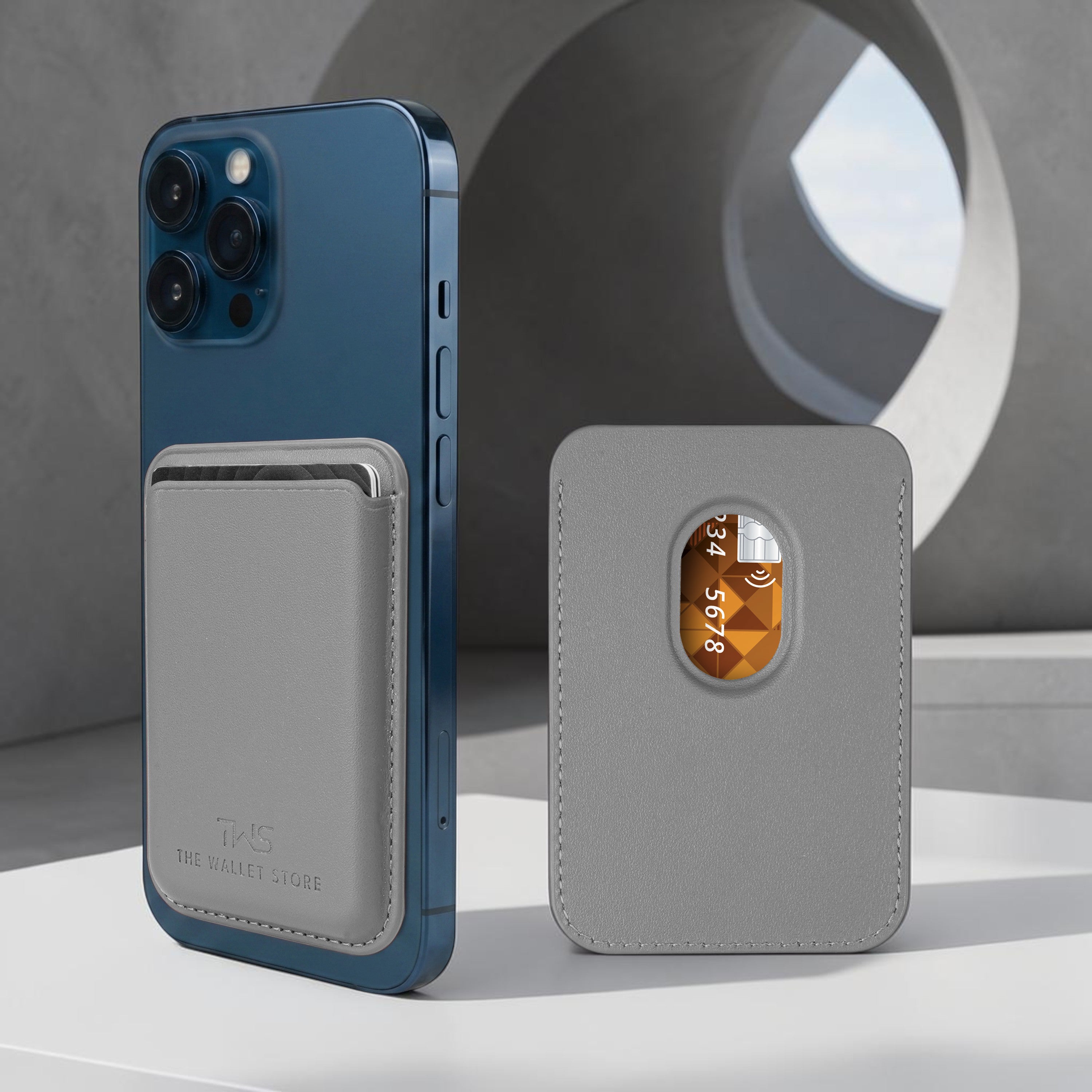 Atom MagSafe Leather Cardholder - Grey