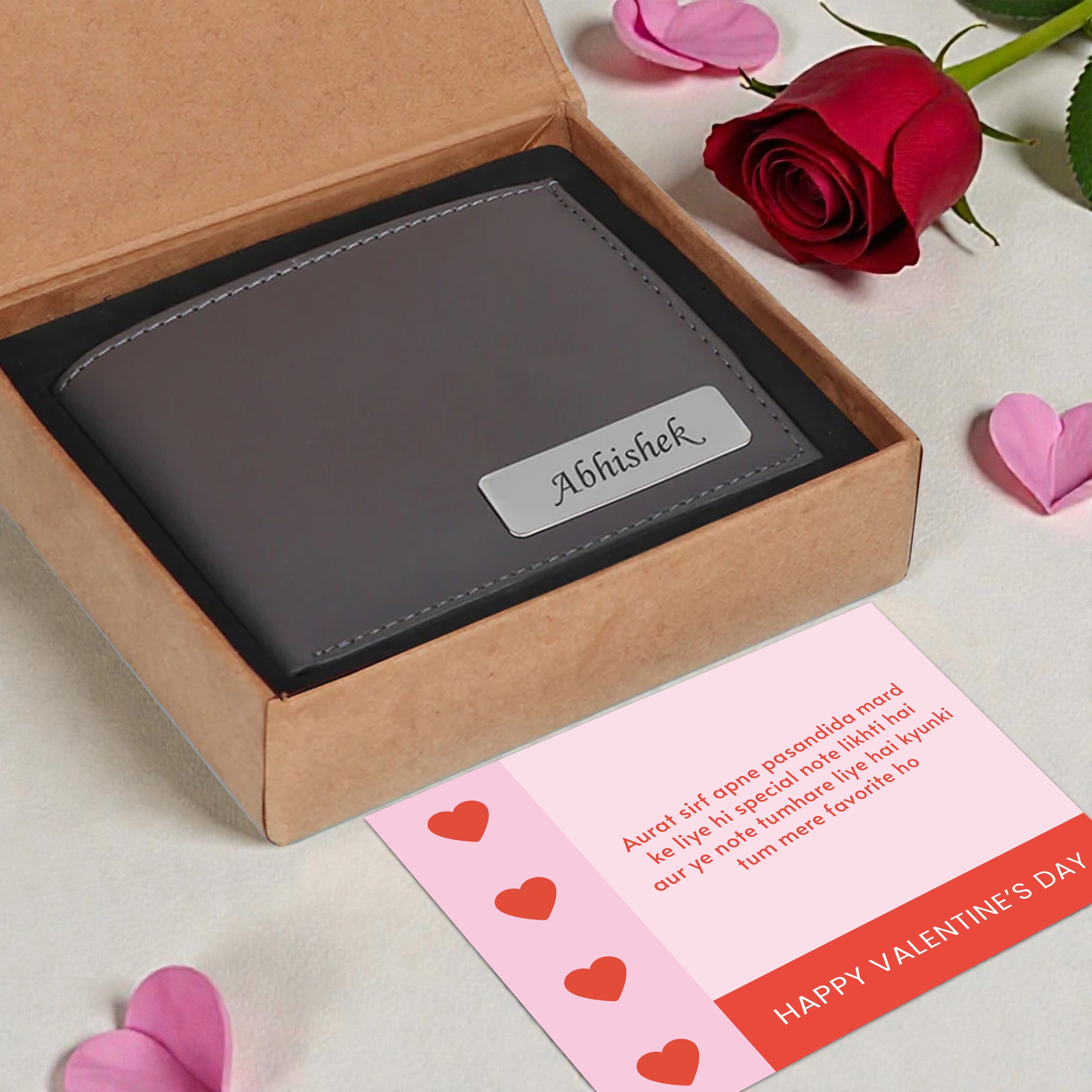 Personalized Solid Leather Wallet With Name For Men