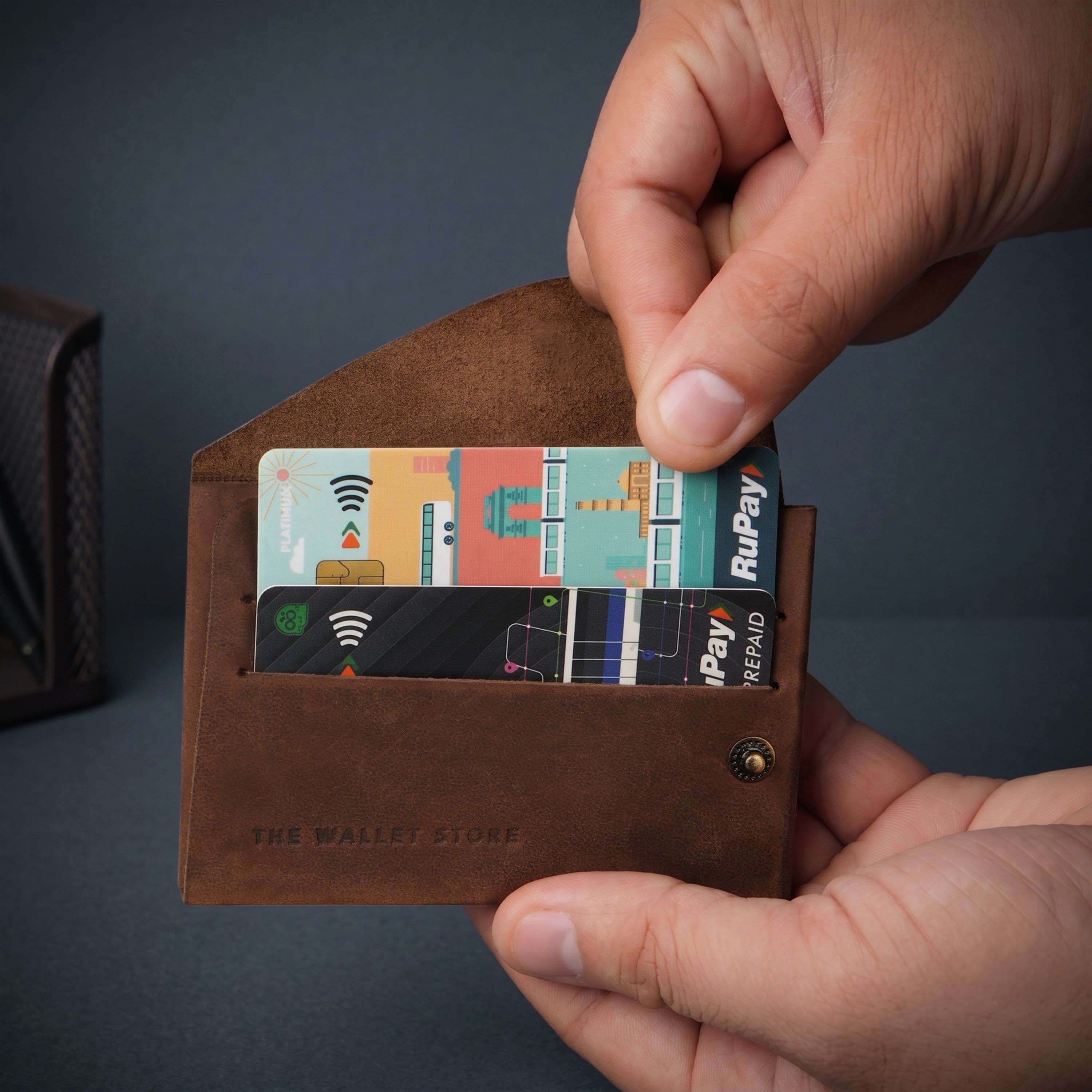 DIY Envelope Genuine Leather Wallet - Brown