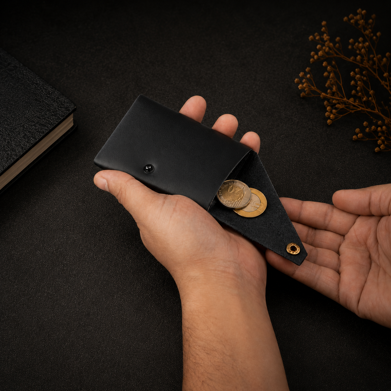 DIY Envelope Genuine Leather Wallet - Black