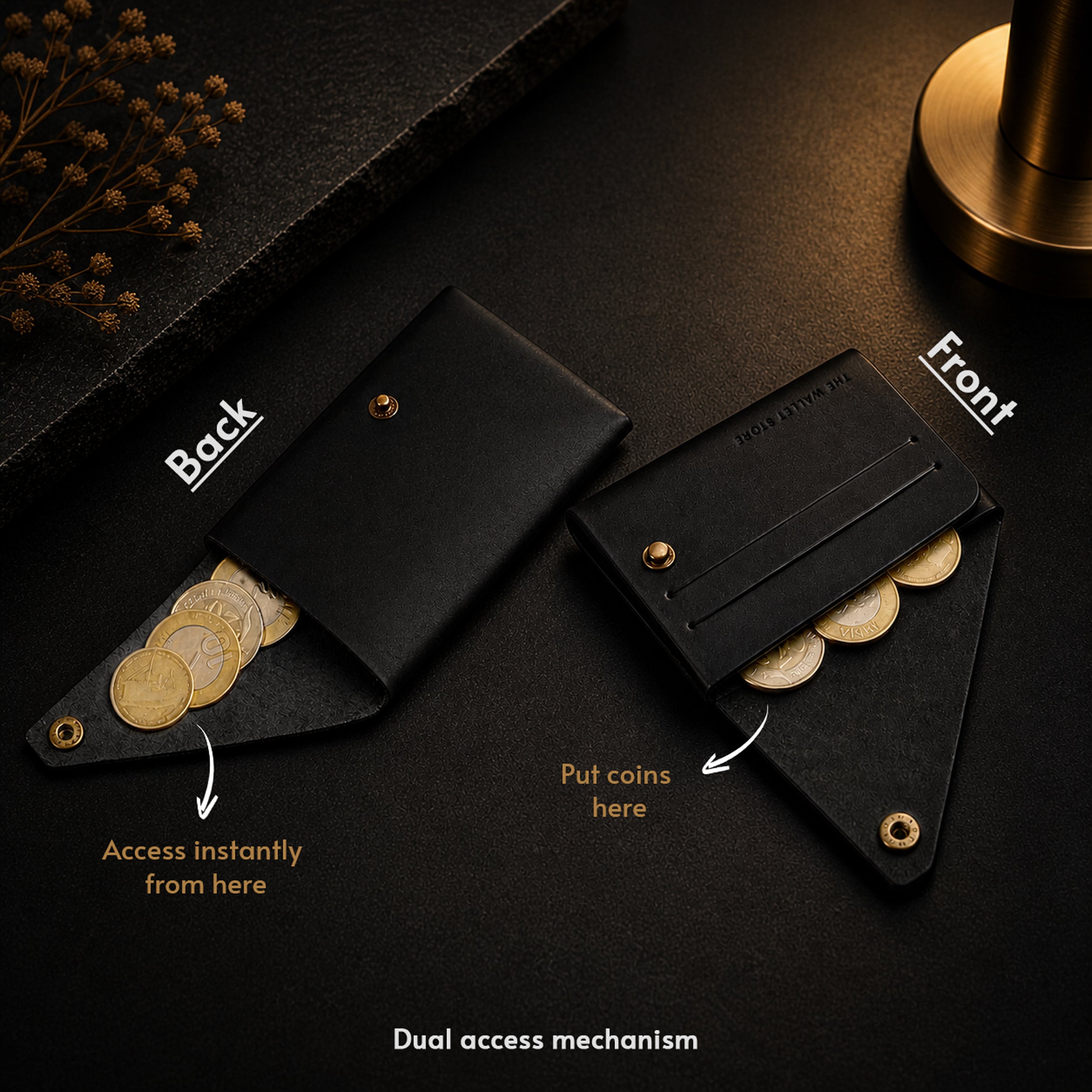 DIY Envelope Genuine Leather Wallet - Black