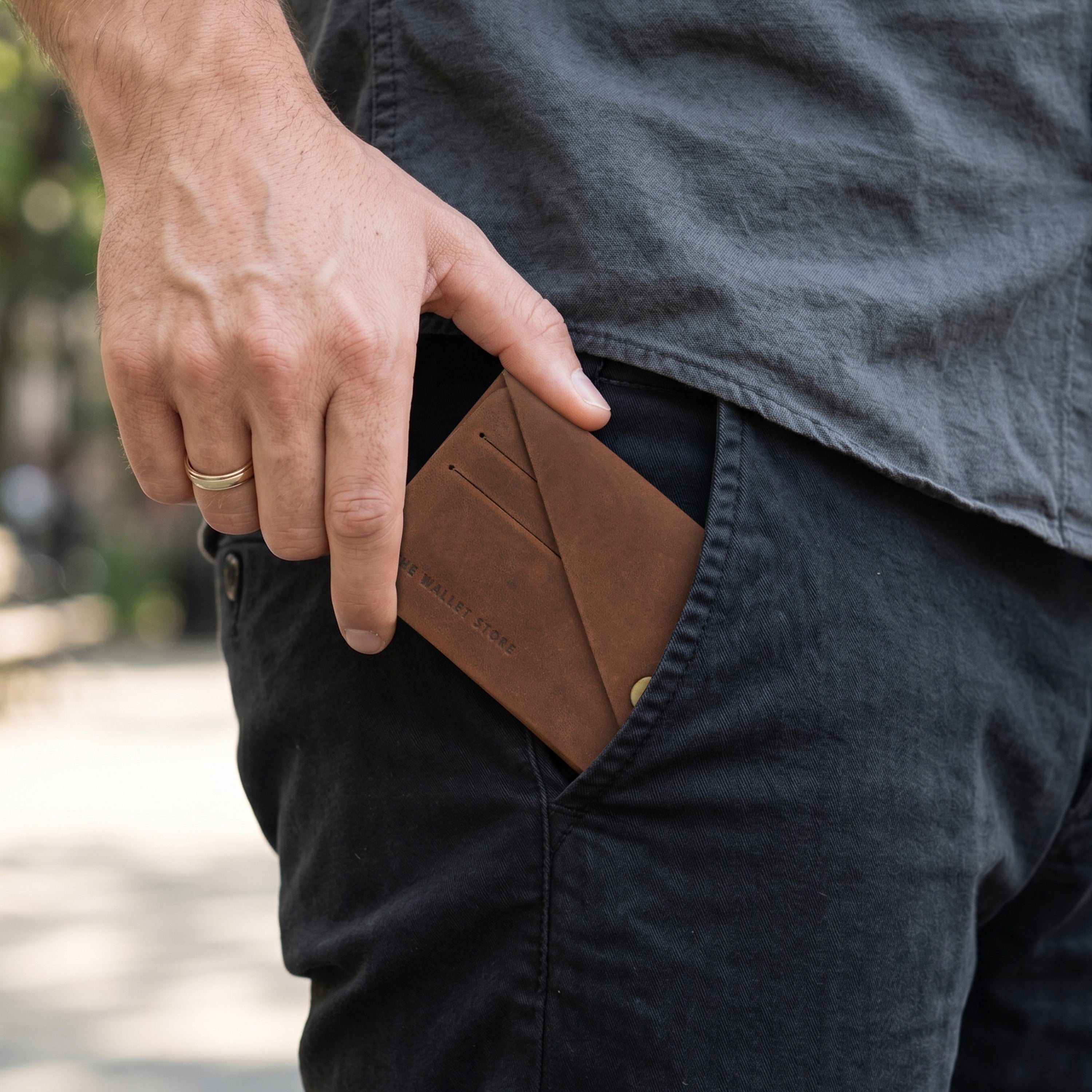 DIY Envelope Genuine Leather Wallet - Brown