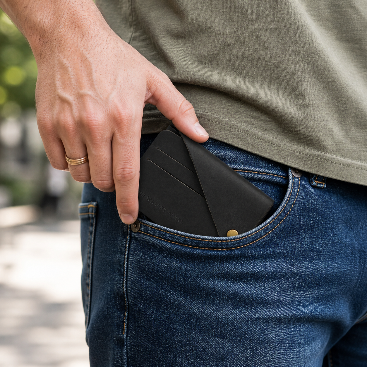DIY Envelope Genuine Leather Wallet - Black