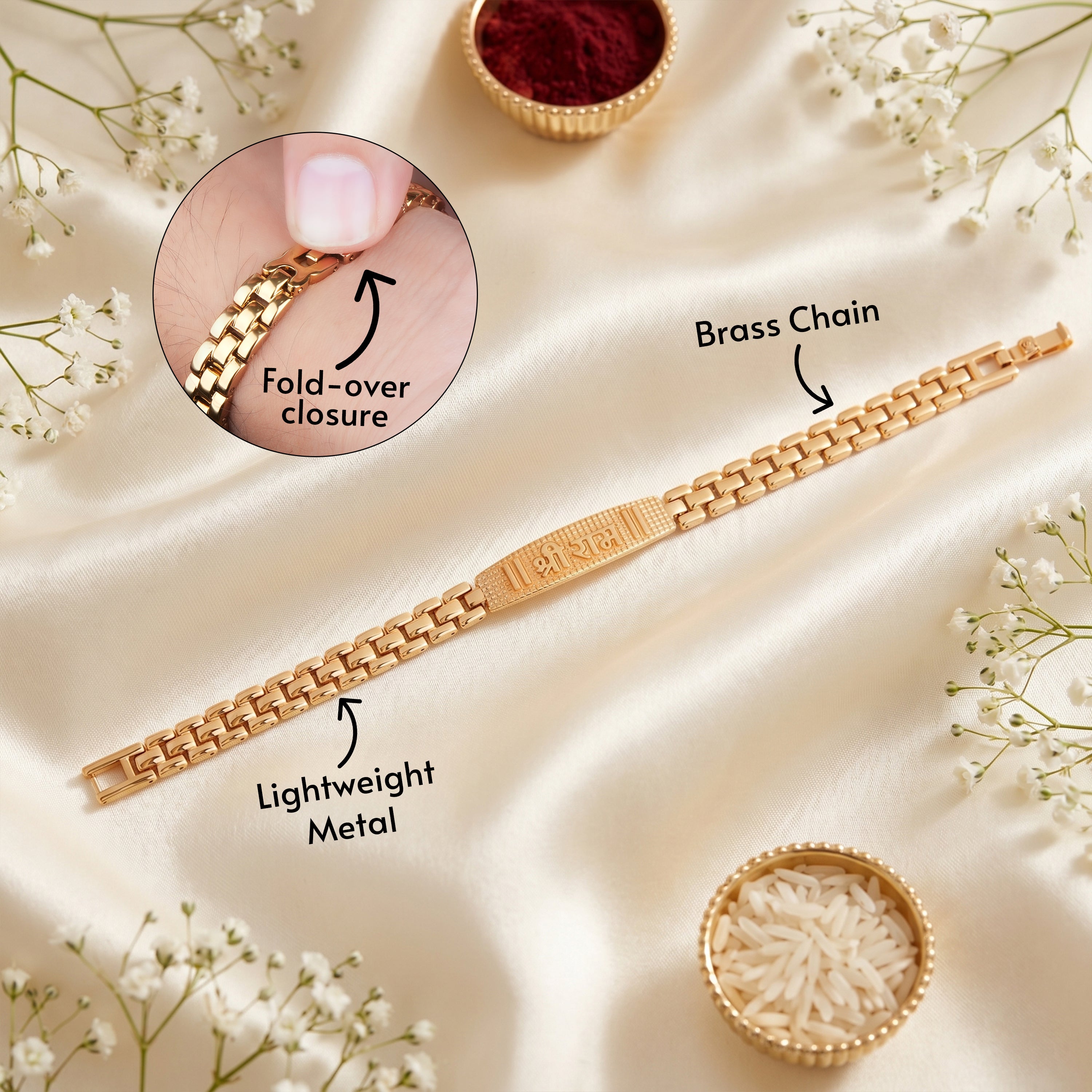 Shri Ram Shakti Bracelet Rakhi - Golden