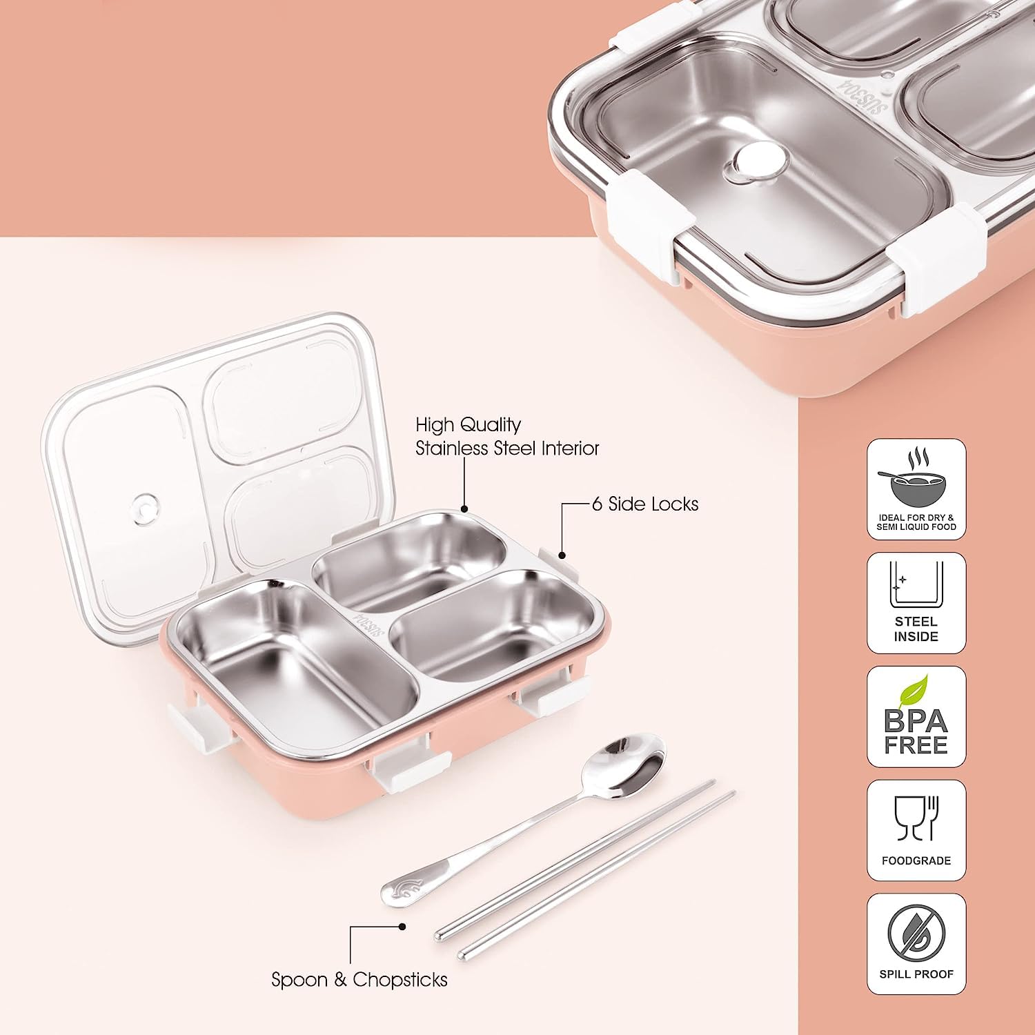 Fusion Vacuum Insulated Lunch Box With Spoon & Chopsticks