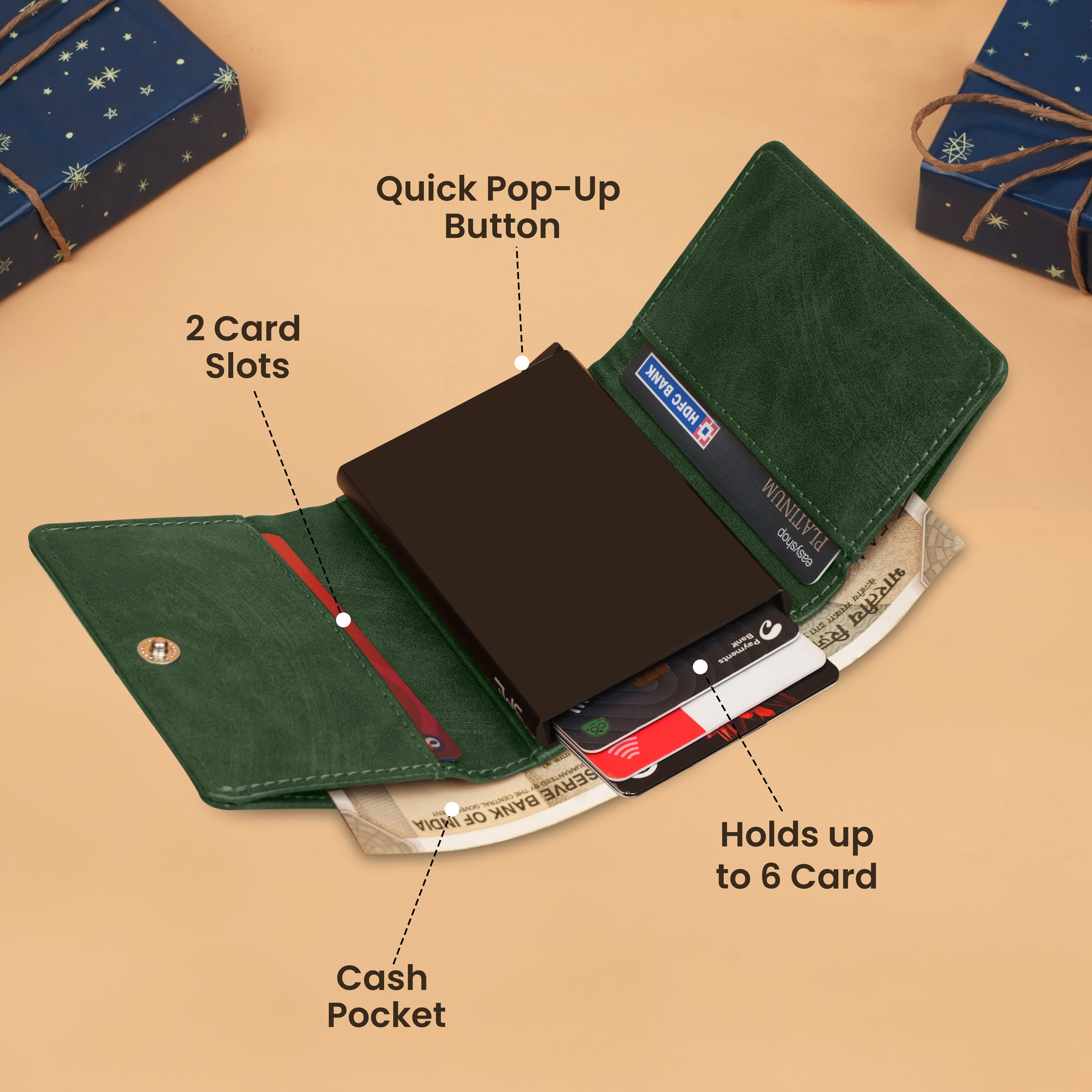 Maverick RFID Protected Wallet Cardholder Gift For Men - Green