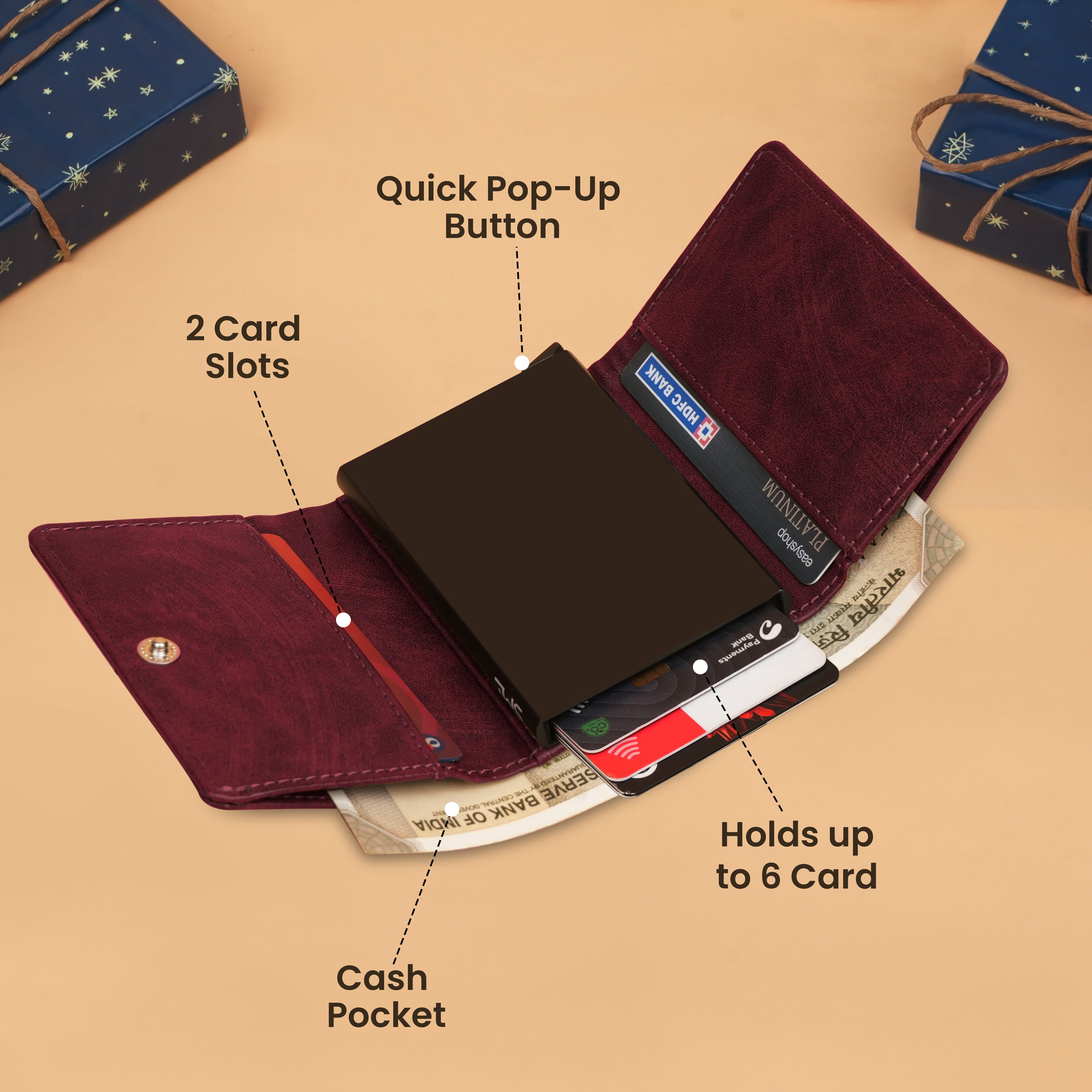 Maverick RFID Protected Wallet Cardholder Gift For Men - Wine