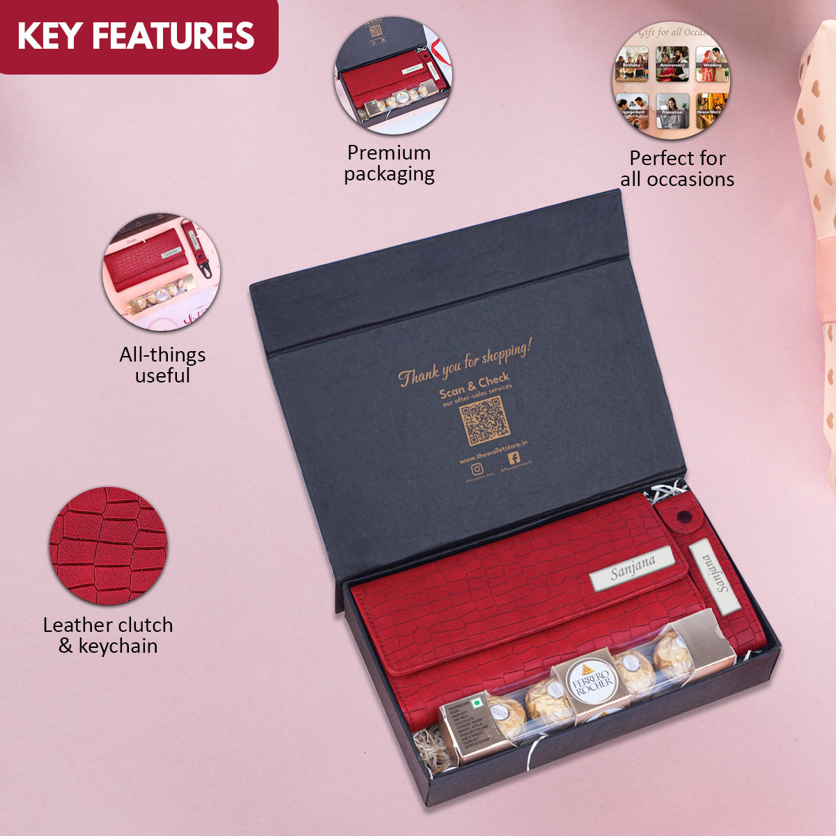 Personalized Brick Style Clutch Keychain & Chocolate Gift Set