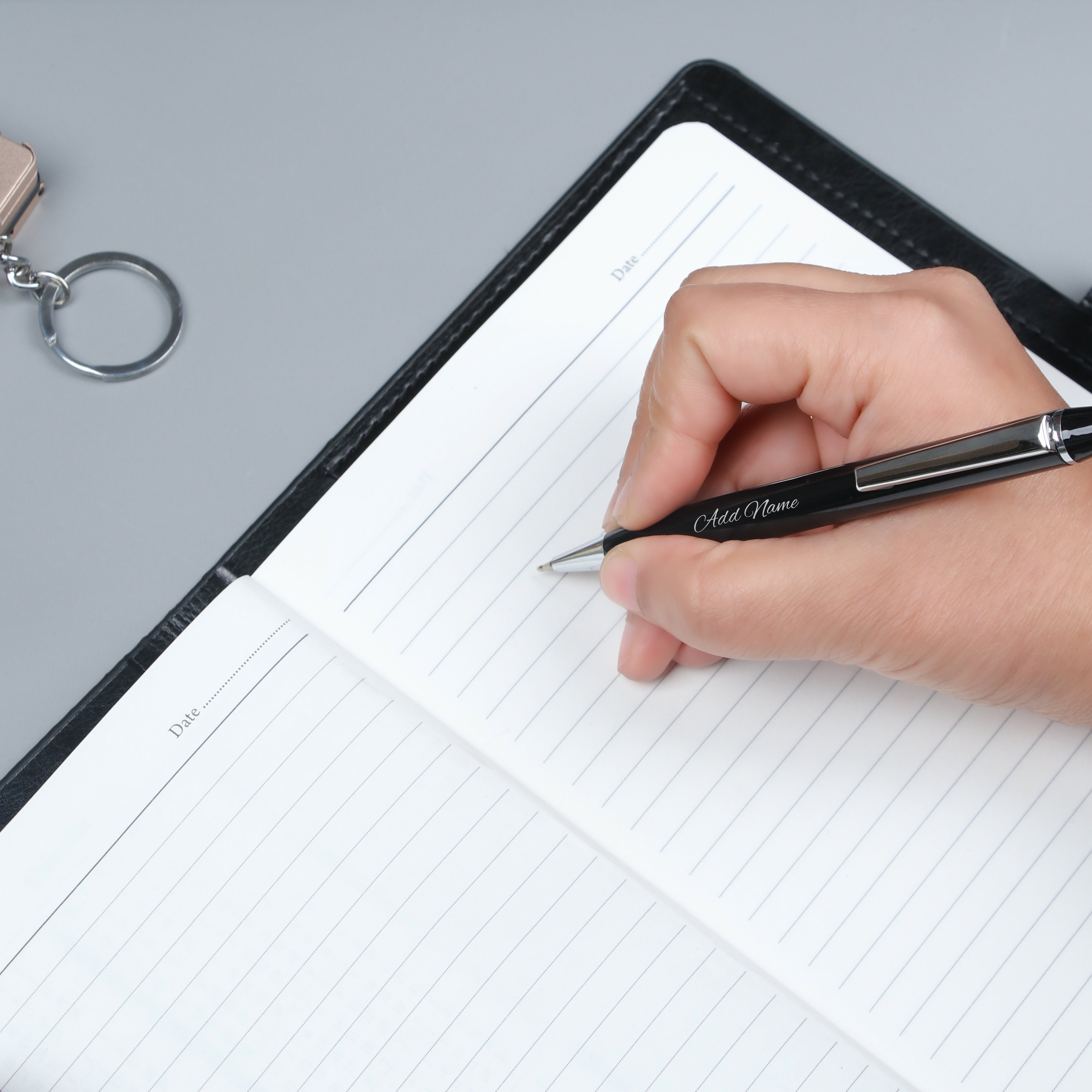 Personalized Dual-Tone Leather Cover Notebook & Pen Gift Set