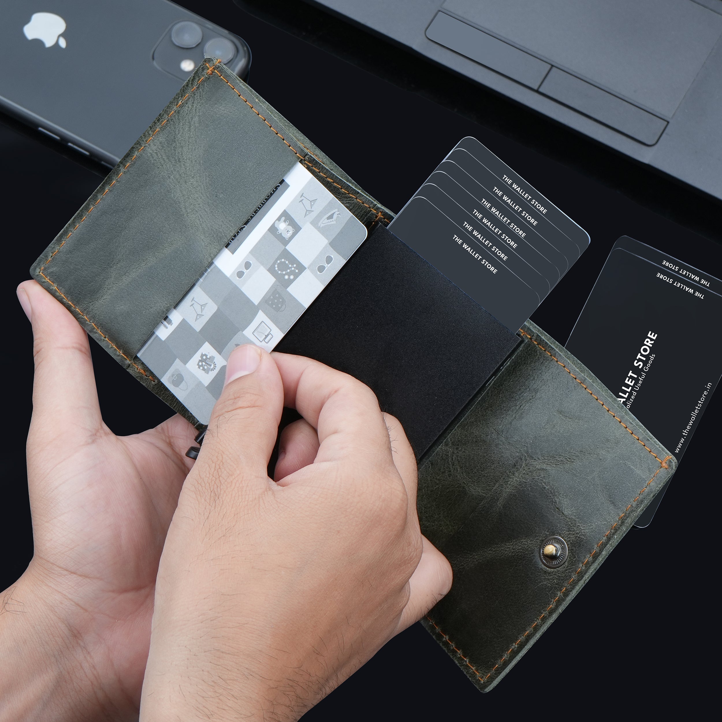 Ranger Genuine Leather RFID Protected Wallet Card Holder - Green