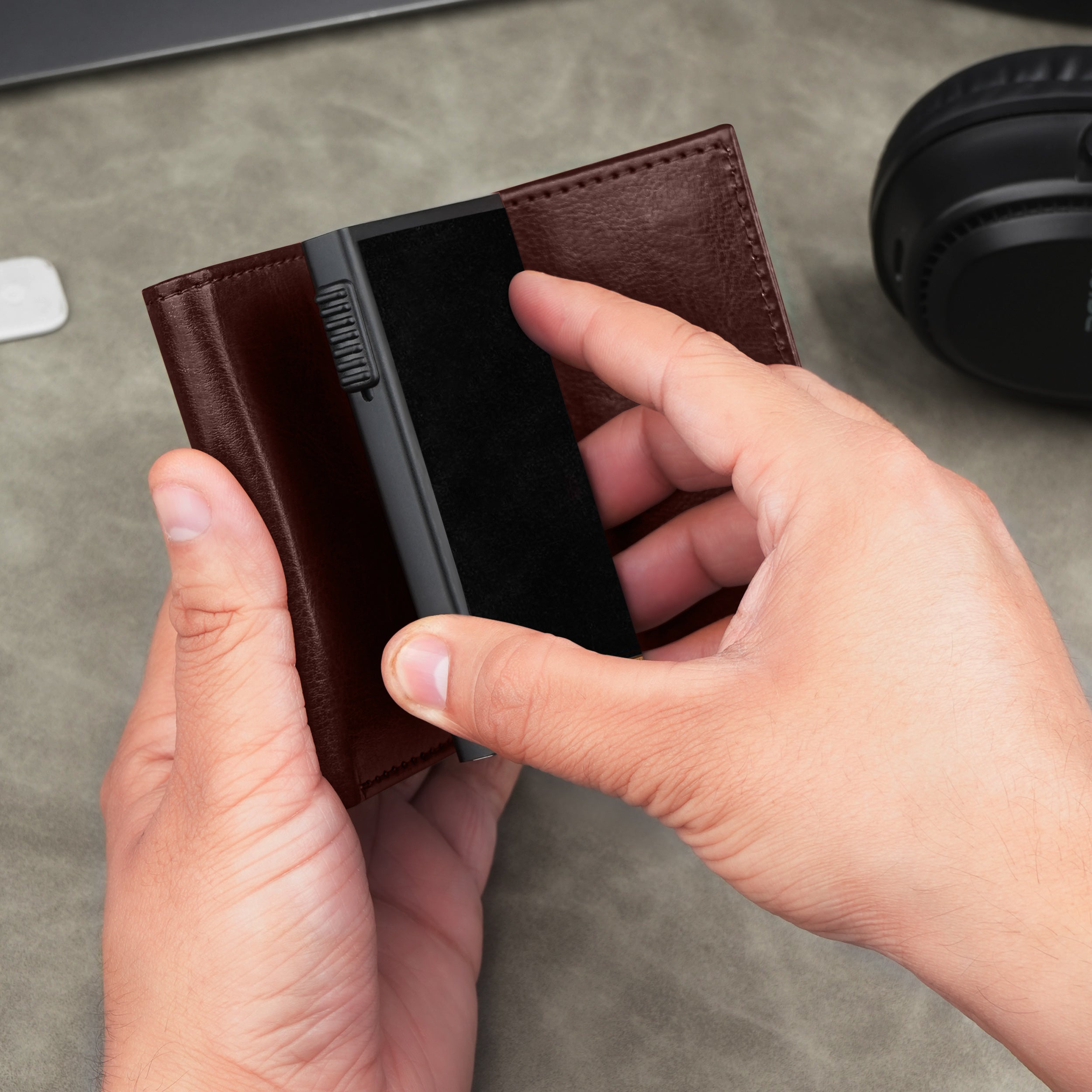 Cipher RFID-Protected Wallet With Detachable Cardholder - Brown