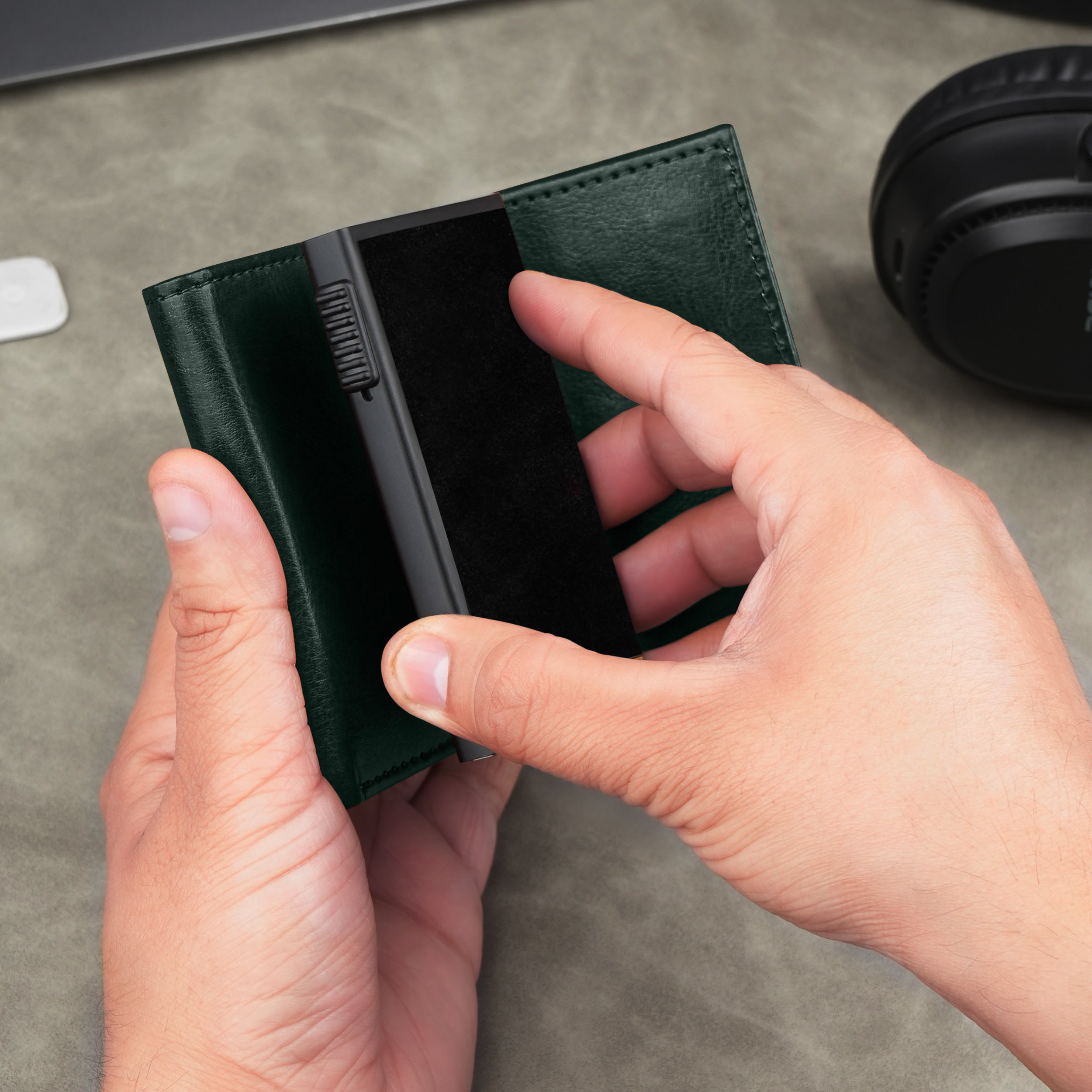 Cipher RFID-Protected Wallet With Detachable Cardholder - Green