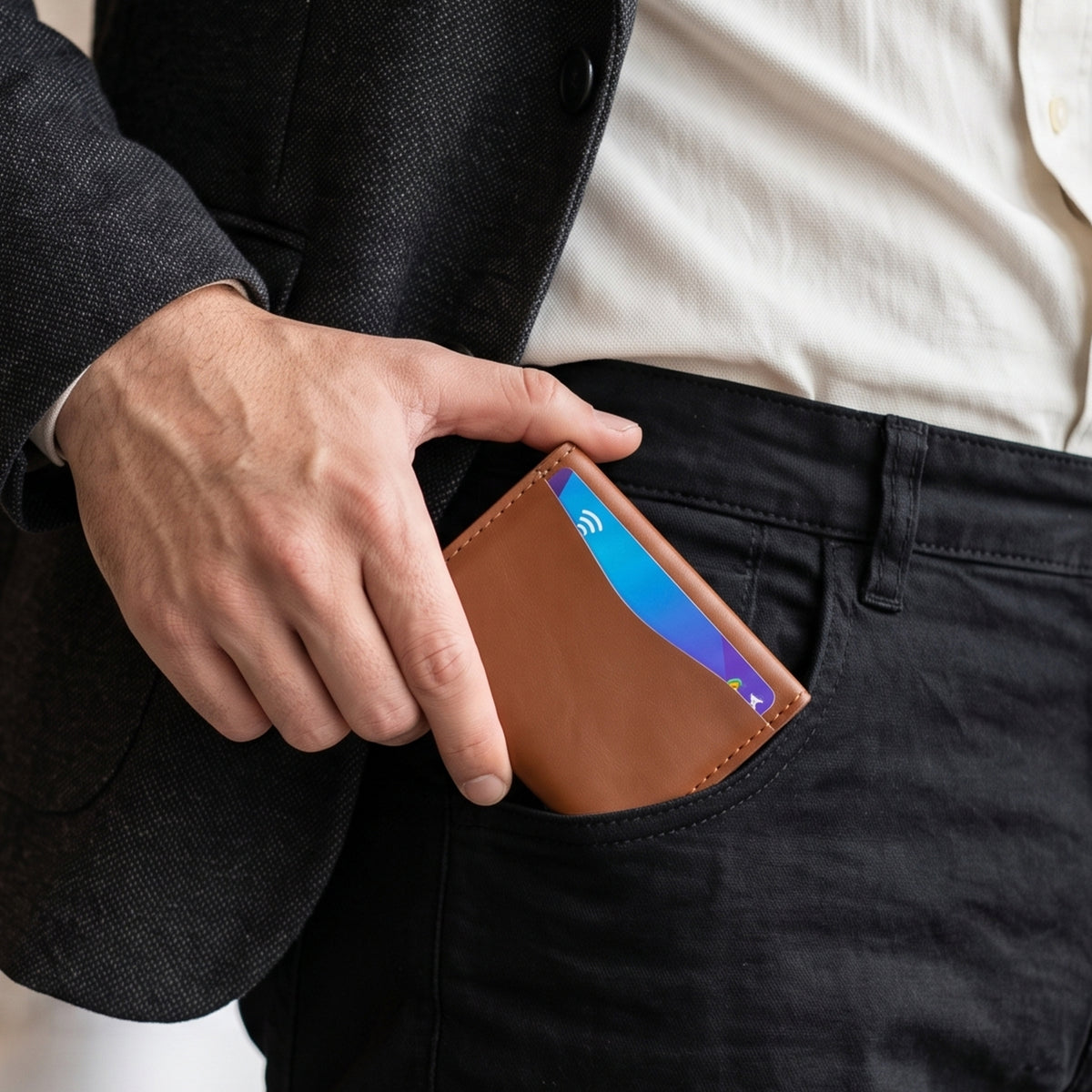 Axis Slim Leather Cardholder - Tan